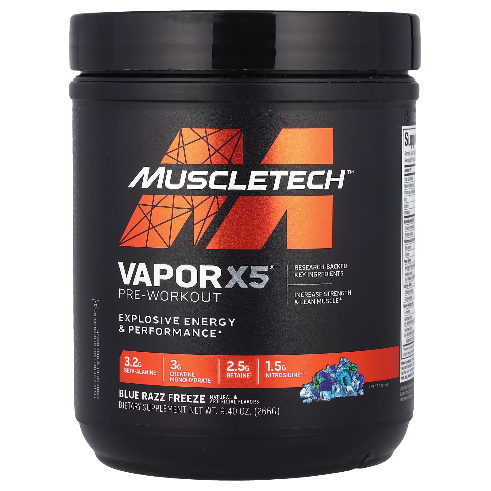VaporX5®, Próxima generación, Preentrenamiento, Blue Razz Freeze, 266 g (9,40 oz), MuscleTech