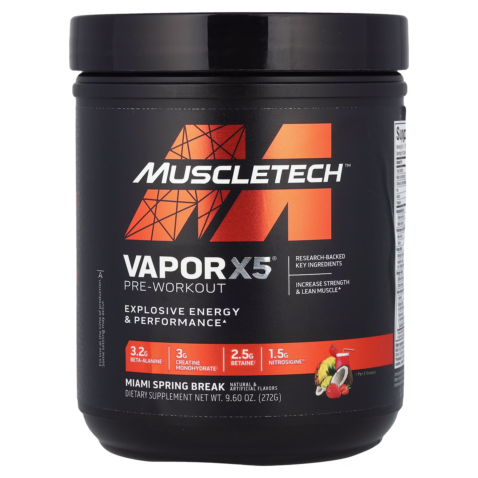 VaporX5®, Suplemento preentrenamiento, Vacaciones de primavera en Miami, 272 g (9,6 oz), MuscleTech