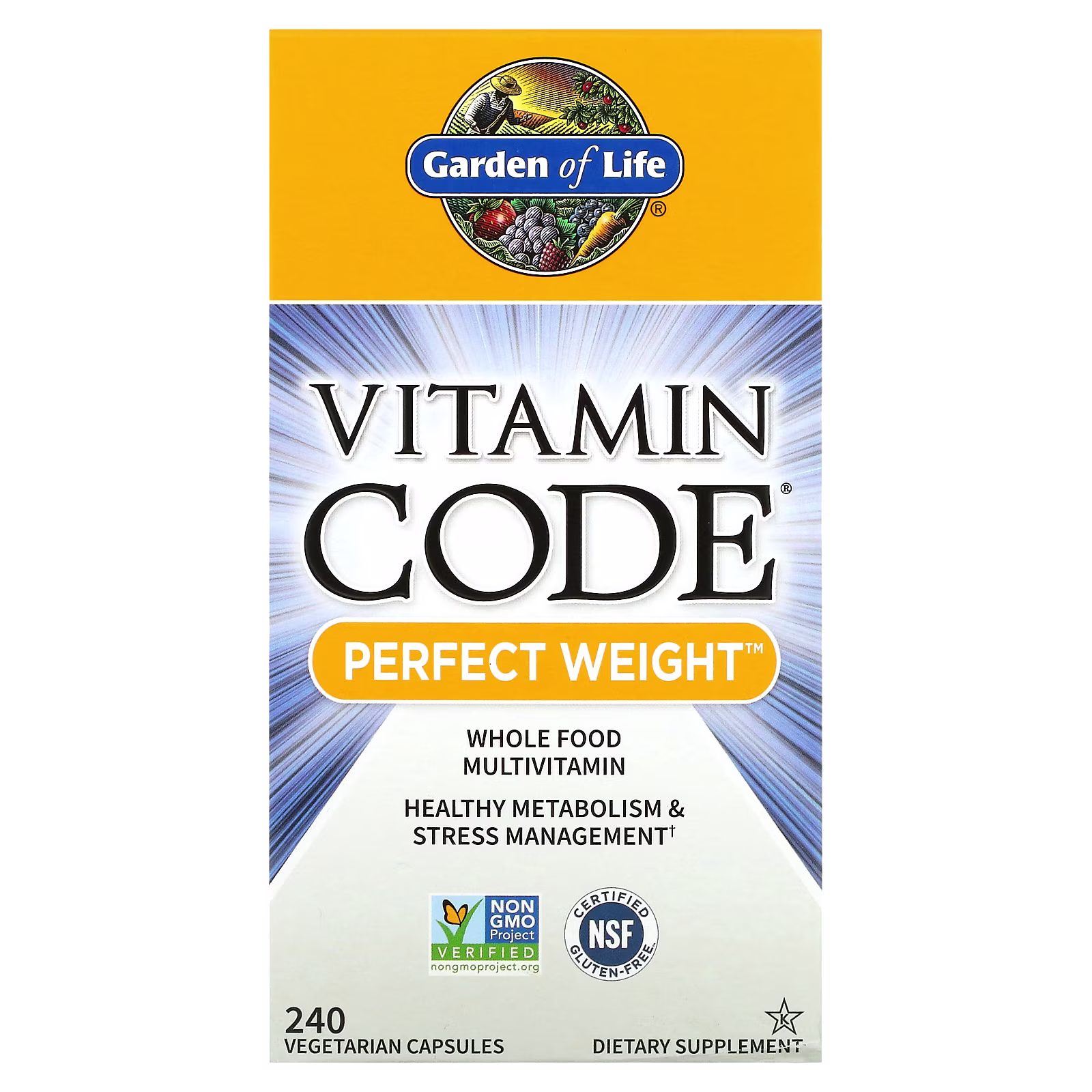 Vitamin Code, Perfect Weight, Suplemento para contribuir al peso perfecto, 240 cápsulas vegetales, Garden of Life