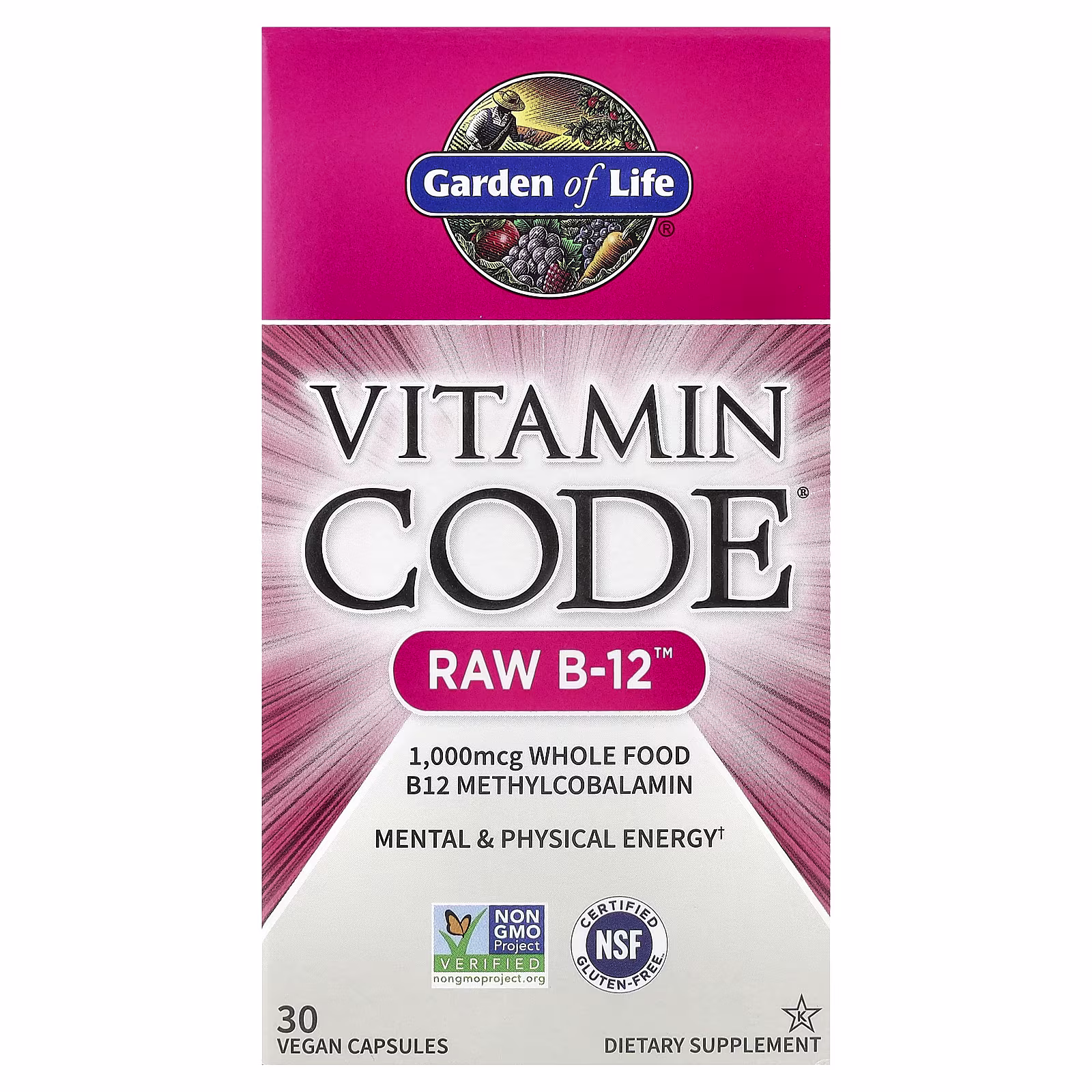 Vitamin Code®, B12 cruda, 30 cápsulas veganas, Garden of Life