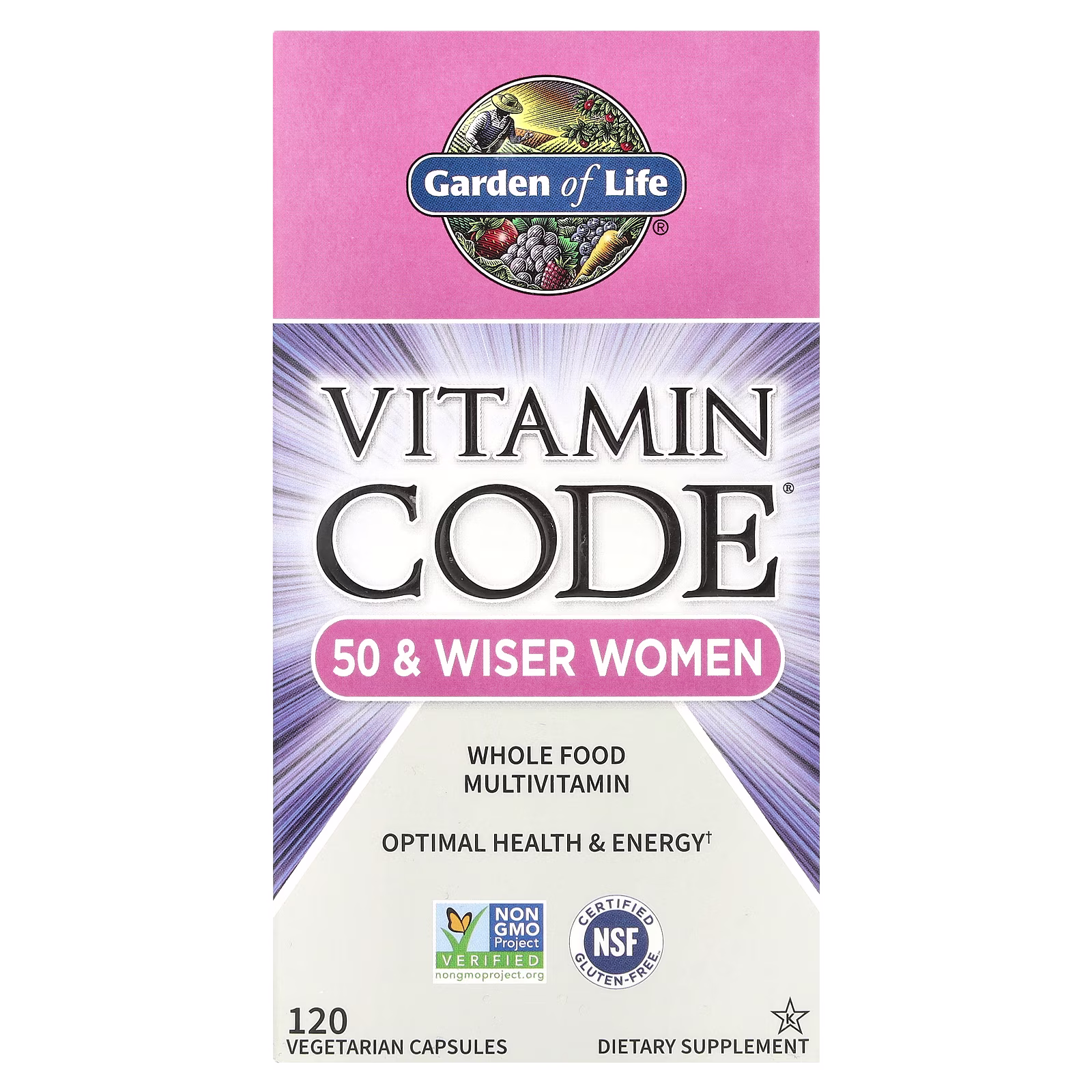 Vitamin Code®, Suplemento multivitamínico a base de alimentos integrales para mujeres mayores de 50 años y más sabias, 120 cápsulas vegetales, Garden of Life