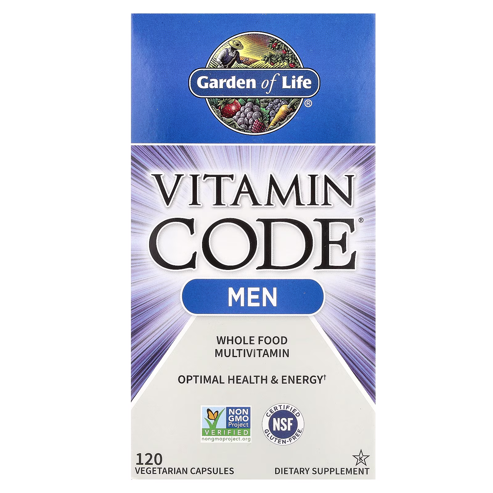 Vitamin Code®, Suplemento multivitamínico a base de alimentos integrales para hombres, 120 cápsulas vegetales, Garden of Life