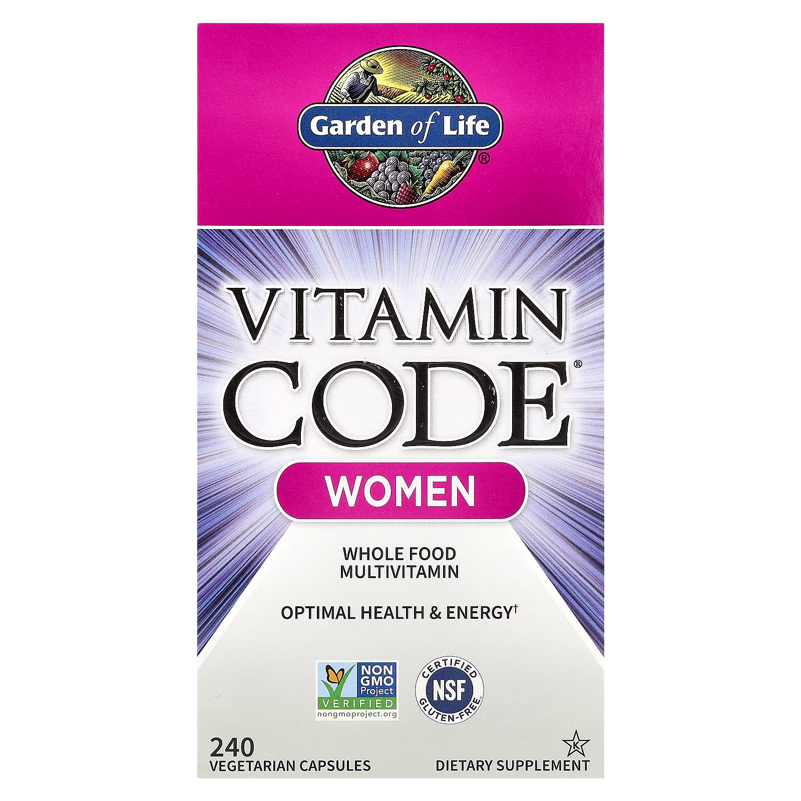 Vitamin Code®, Suplemento multivitamínico a base de alimentos integrales para mujeres, 240 cápsulas vegetales, Garden of Life