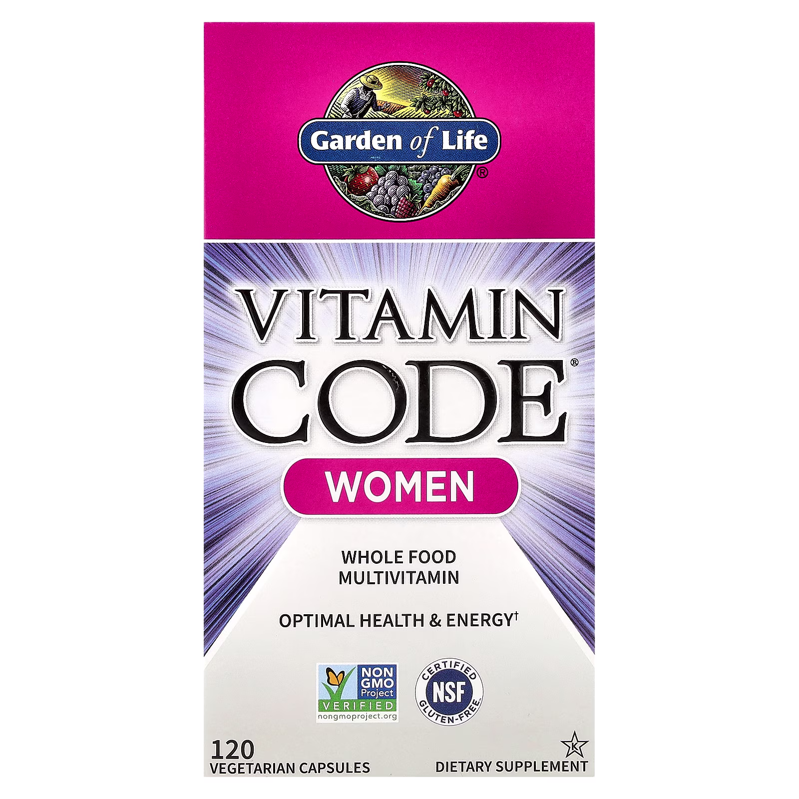 Vitamin Code®, Suplemento multivitamínico integral para mujeres, 120 cápsulas vegetales, Garden of Life
