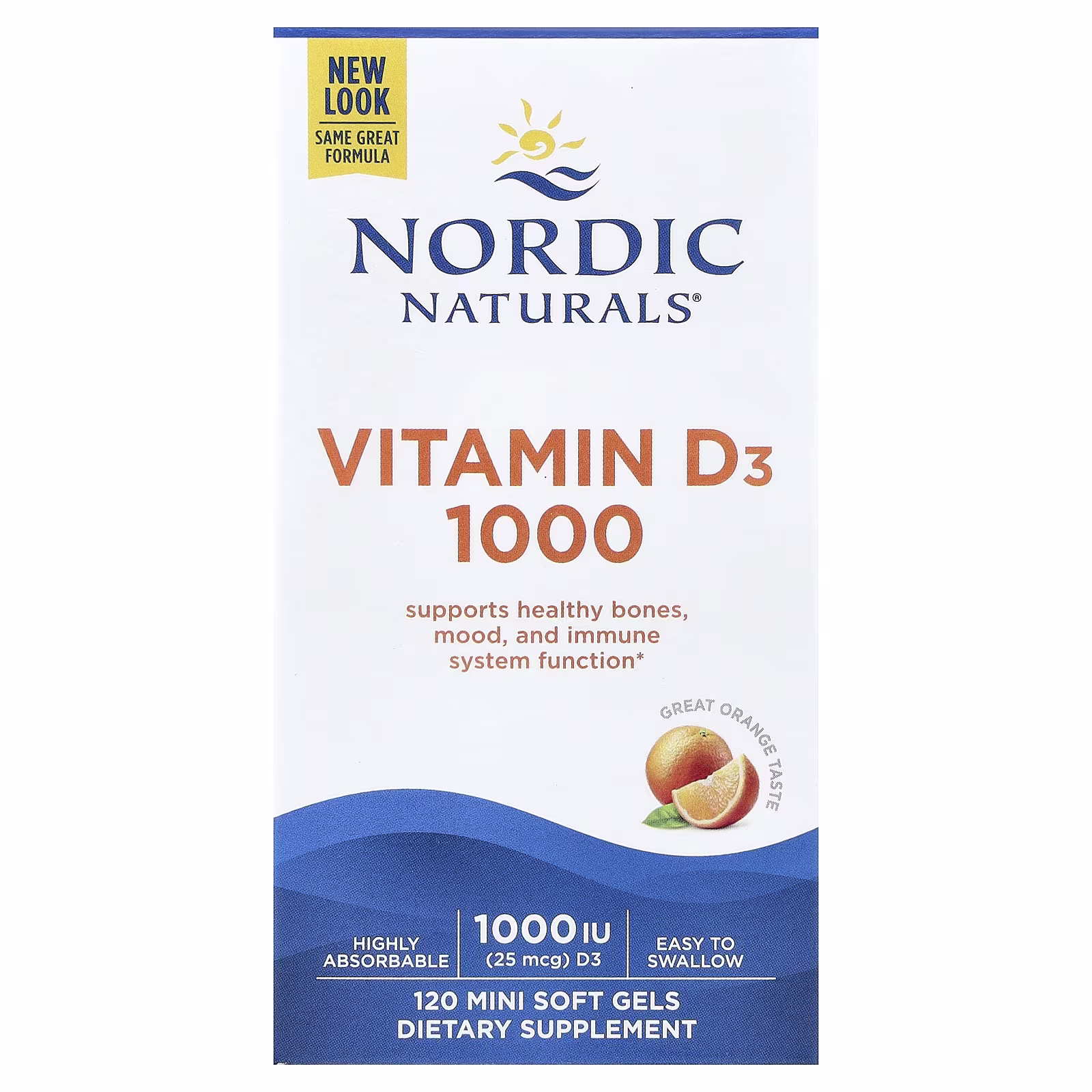 Vitamina D3 1000, Sabor a Naranja, 25 mcg (1,000 IU), 120 Mini Cápsulas Blandas, Nordic Naturals
