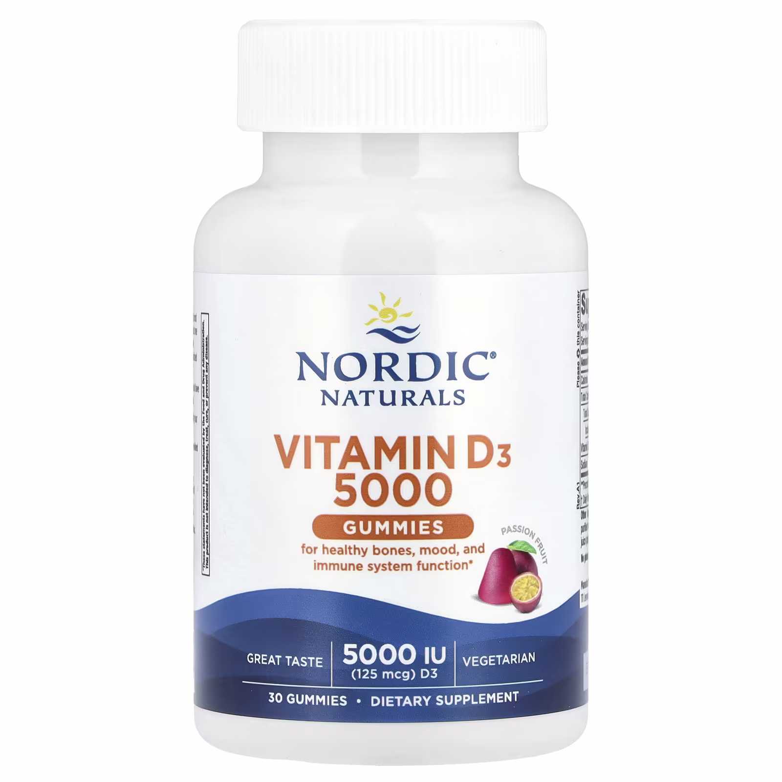 Vitamina D3 5000 Gomitas, Sabor a Maracuyá, 30 Gomitas, Nordic Naturals