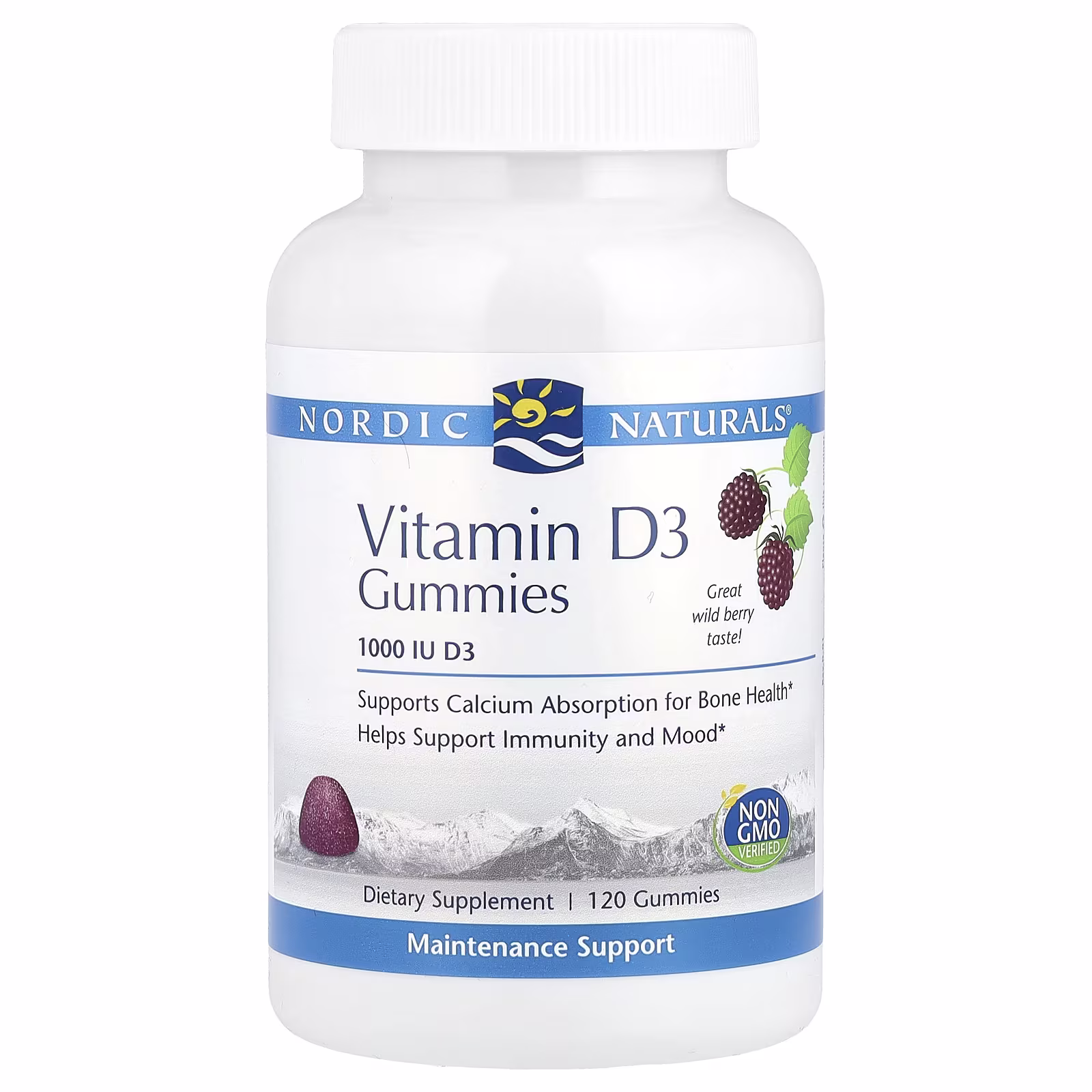 Vitamina D3 Gomitas, Sabor a Frutos Silvestres, 1,000 IU, 120 Gomitas, Nordic Naturals