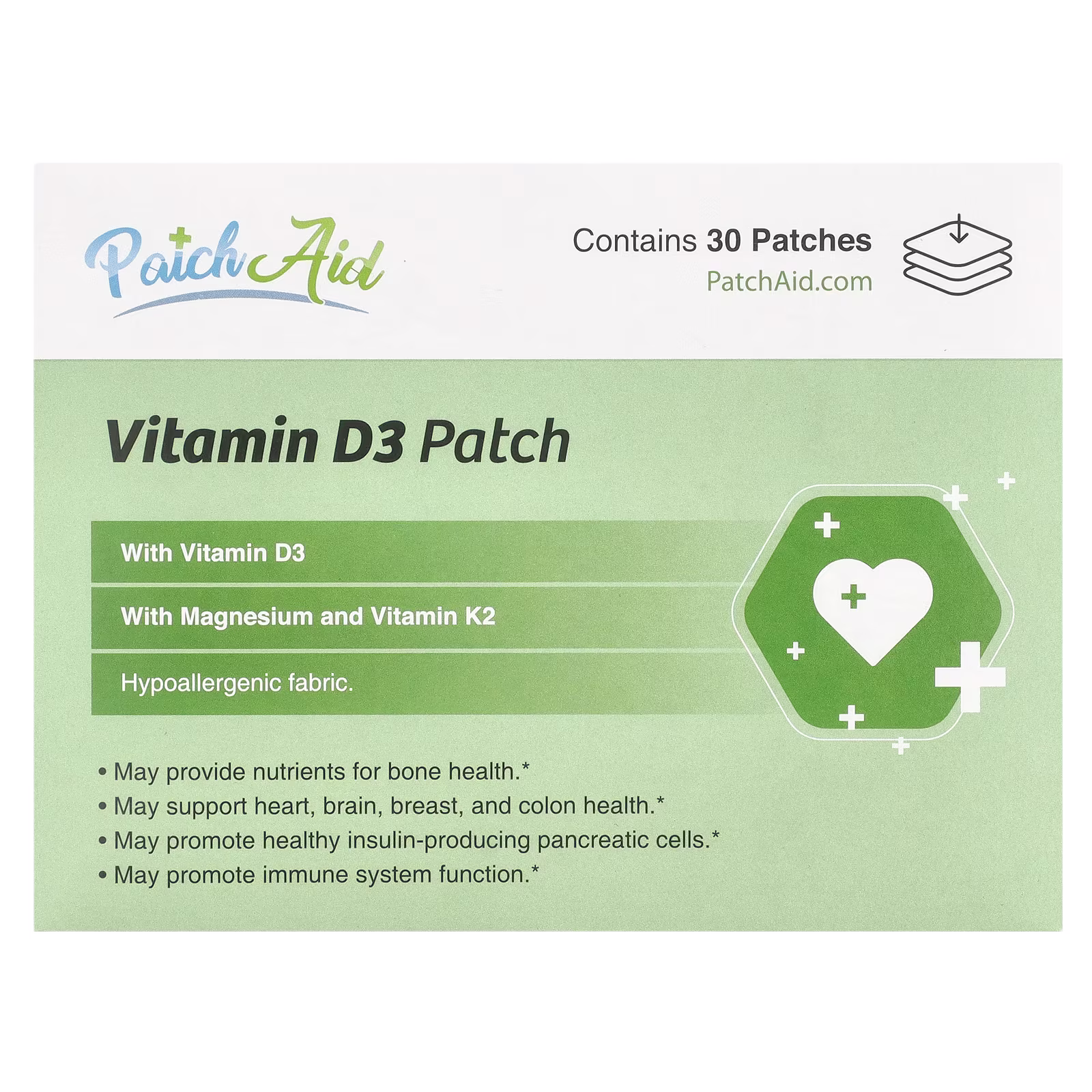 Parche de Vitamina D3, 30 parches, PatchAid