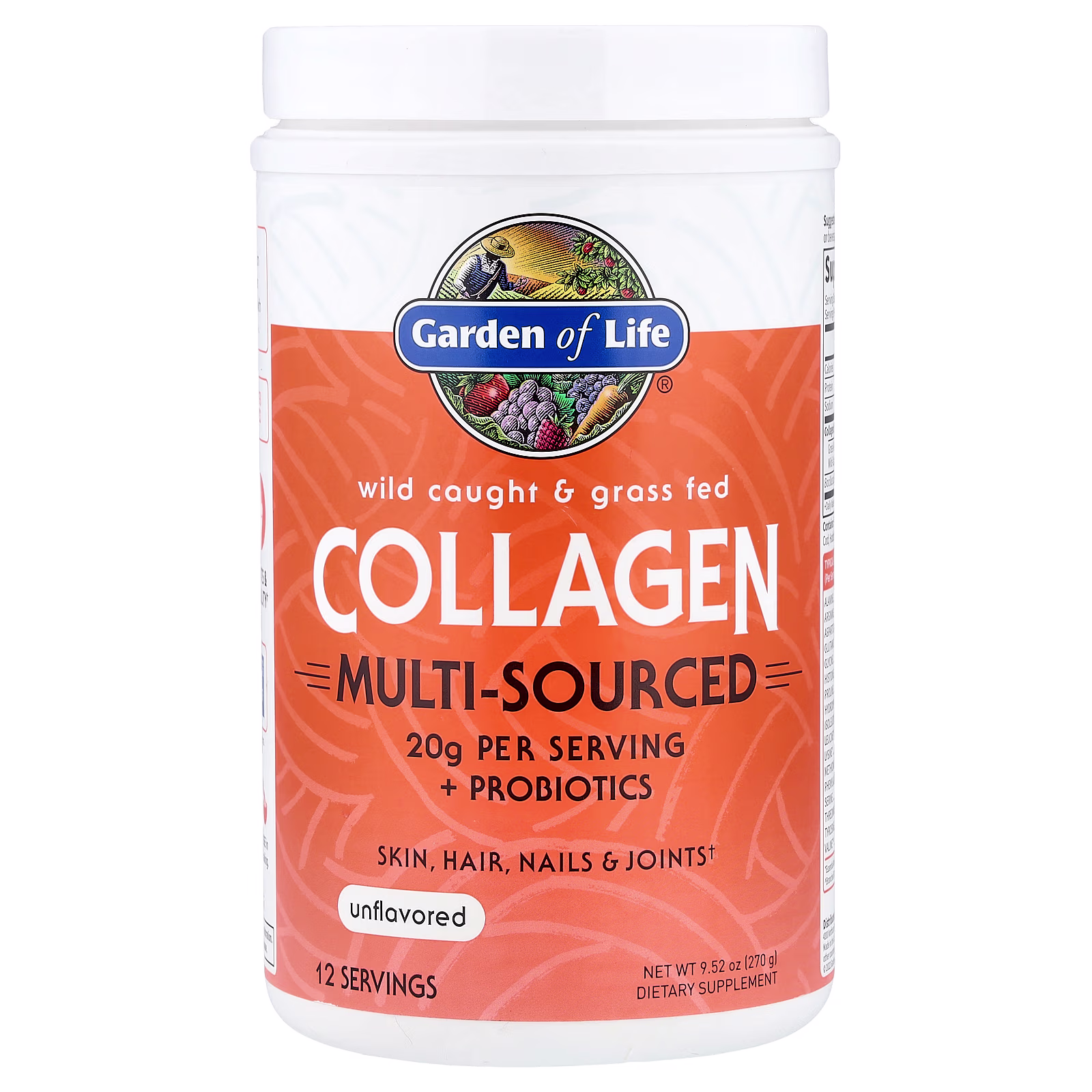 Wild Caught & Grass Fed Collagen, Varias fuentes, sin sabor, 270 g (9,52 oz), Garden of Life