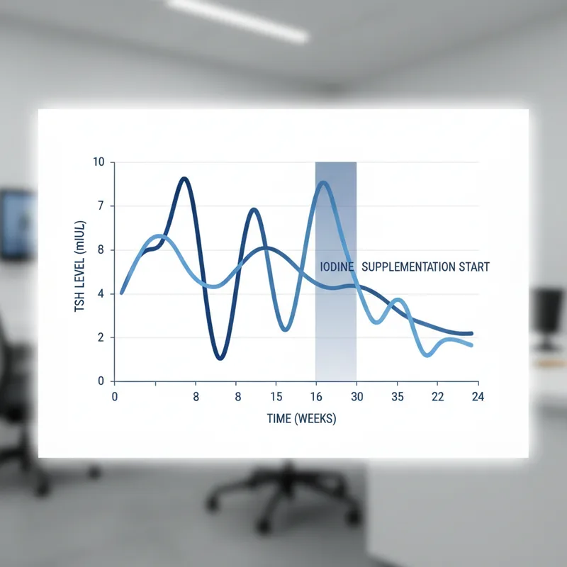 Diagrama de la tiroides con el eje hipotálamo-hipófisis mostrando cómo el TSH elevado estimula la producción hormonal