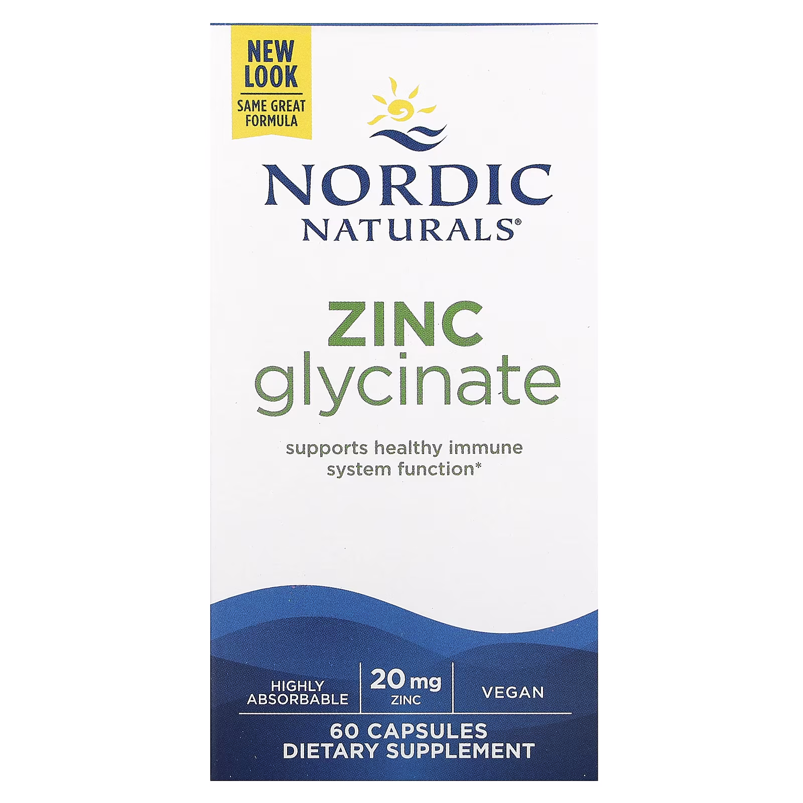 Glicinato de Zinc, 20 mg, 60 Cápsulas, Nordic Naturals