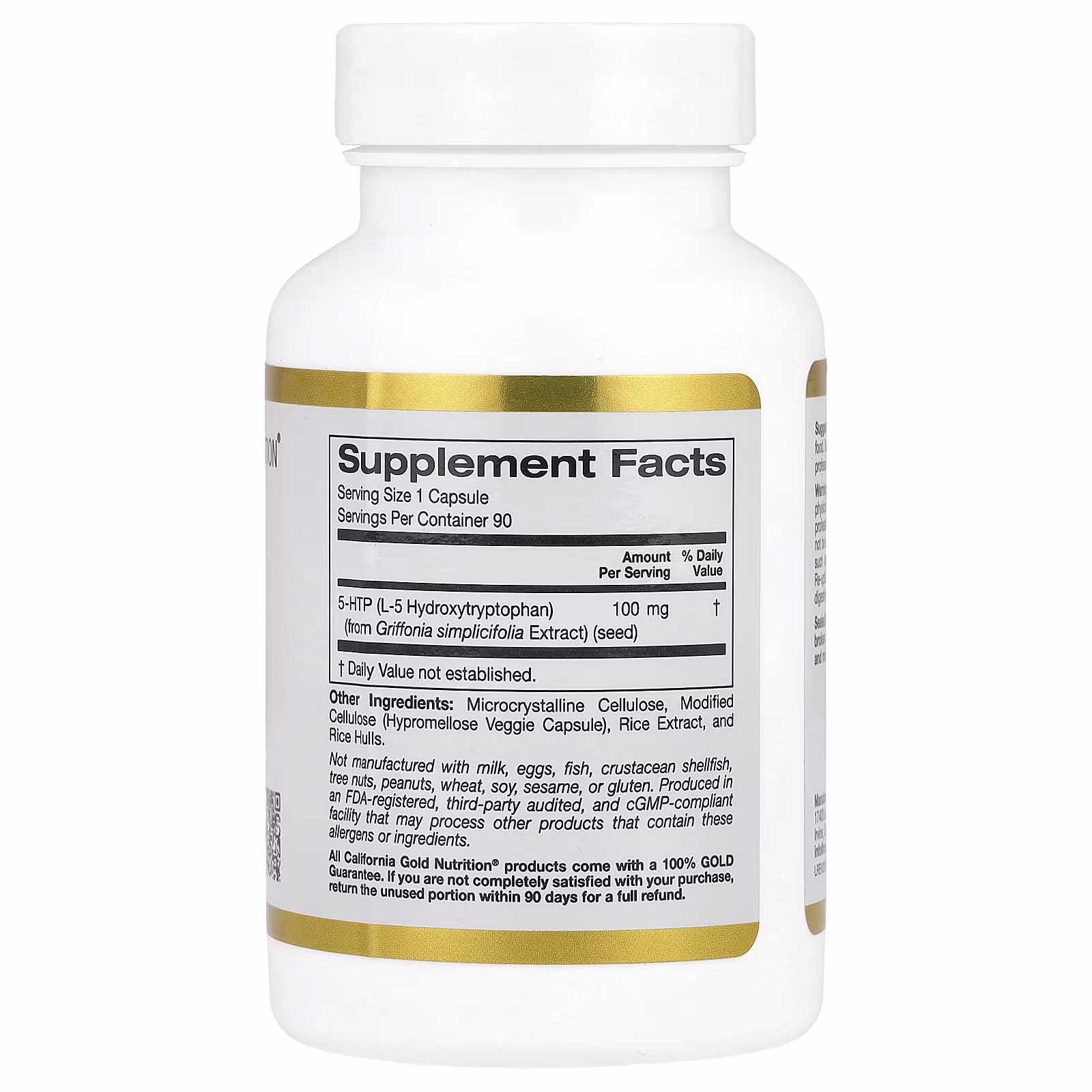 5-HTP, Refuerzo para el estado de ánimo, Extracto de Griffonia simplicifolia proveniente de Suiza, 100 mg, 90 cápsulas vegetales, California Gold Nutrition