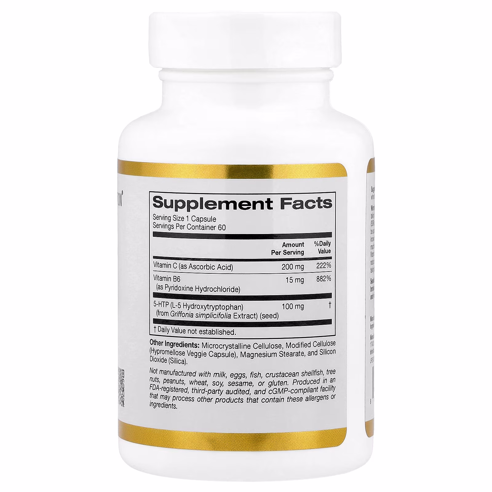 5-HTP con vitamina B6 y vitamina C, 60 cápsulas vegetales, California Gold Nutrition