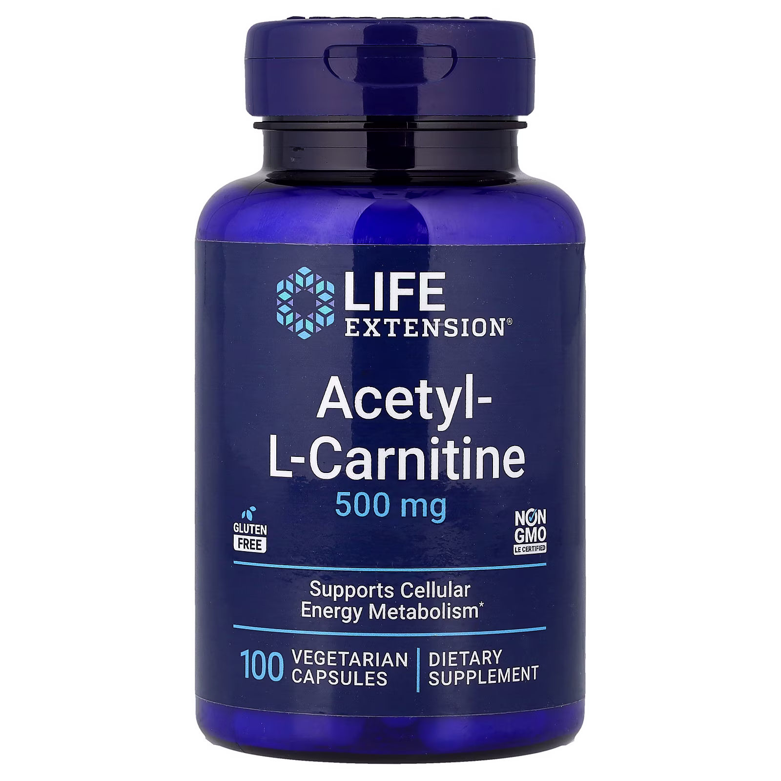 Acetil-L-Carnitina, 500 mg, 100 cápsulas vegetales, Life Extension