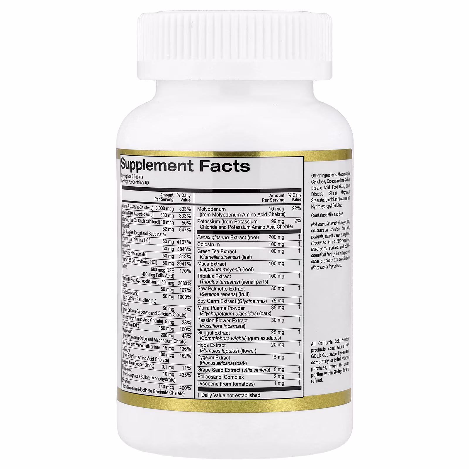 Suplemento multivitamínico para hombres activos, Con extracto de Panax ginseng, maca, palma enana americana y tribulus, 180 tabletas, California Gold Nutrition