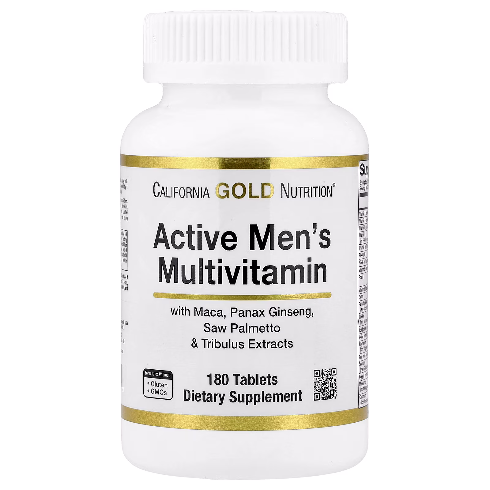 Suplemento multivitamínico para hombres activos, Con extracto de Panax ginseng, maca, palma enana americana y tribulus, 180 tabletas, California Gold Nutrition