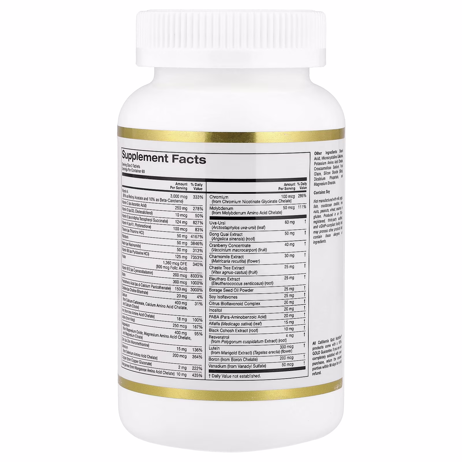 Suplemento multivitamínico para mujeres activas, Con cimífuga, isoflavonas de soya y concentrado de arándano rojo, 180 tabletas, California Gold Nutrition