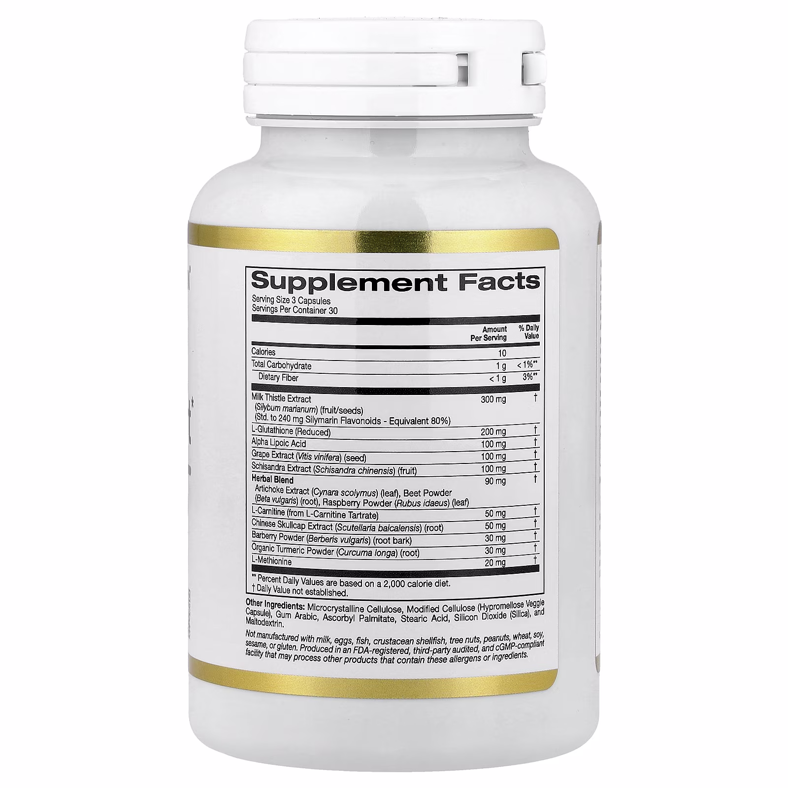 Suplemento de refuerzo avanzado para el hígado con extracto de cardo mariano, L-glutatión, ácido alfa-lipoico y extracto de semilla de uva, 90 cápsulas vegetales, California Gold Nutrition