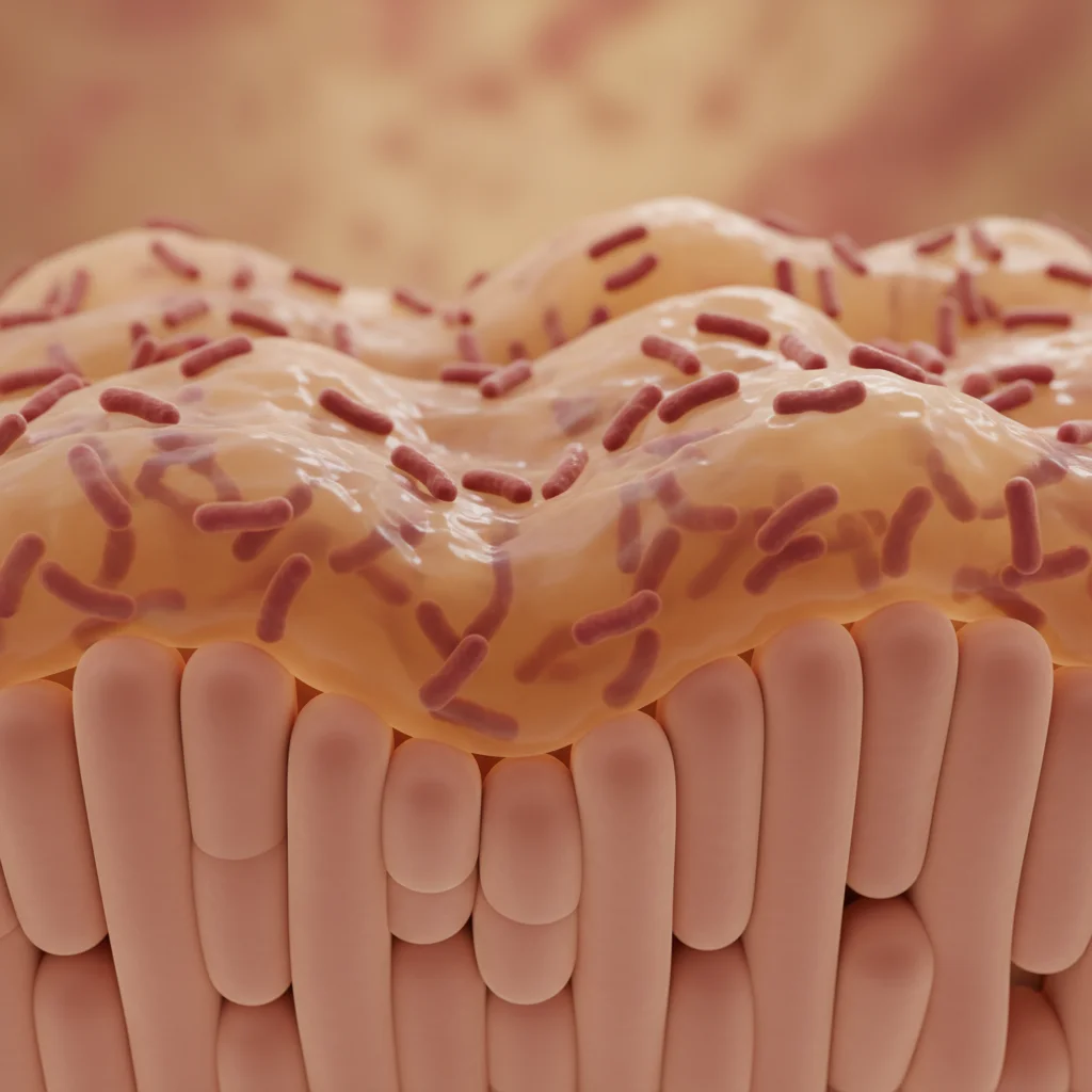 Visualización de Akkermansia muciniphila en la capa de mucus del epitelio intestinal