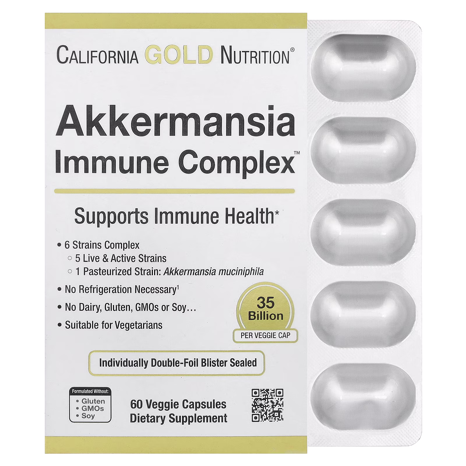 Akkermansia + complejo inmunitario probiótico, 60 cápsulas vegetales, California Gold Nutrition