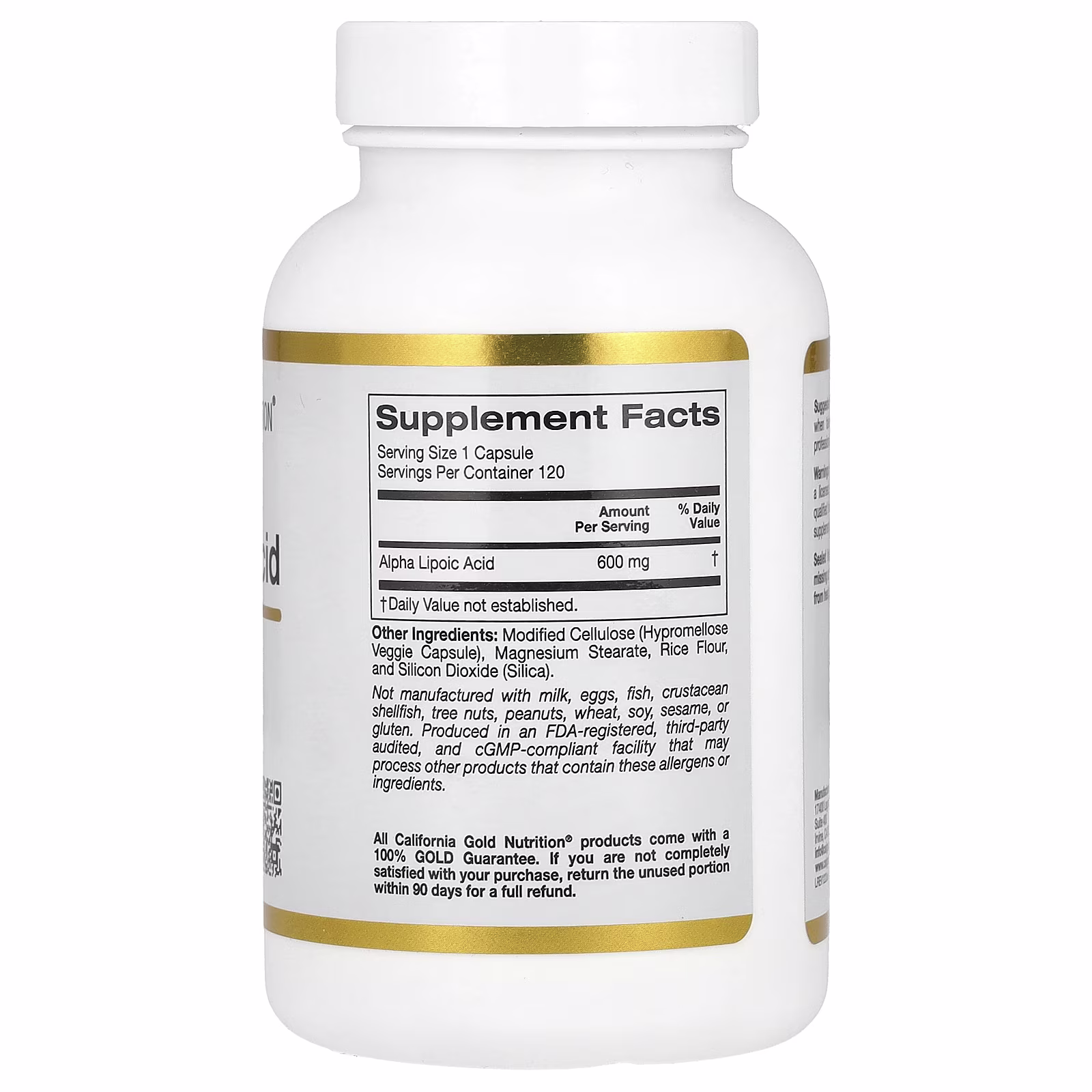 Ácido alfa-lipoico, 600 mg, 120 cápsulas vegetales, California Gold Nutrition