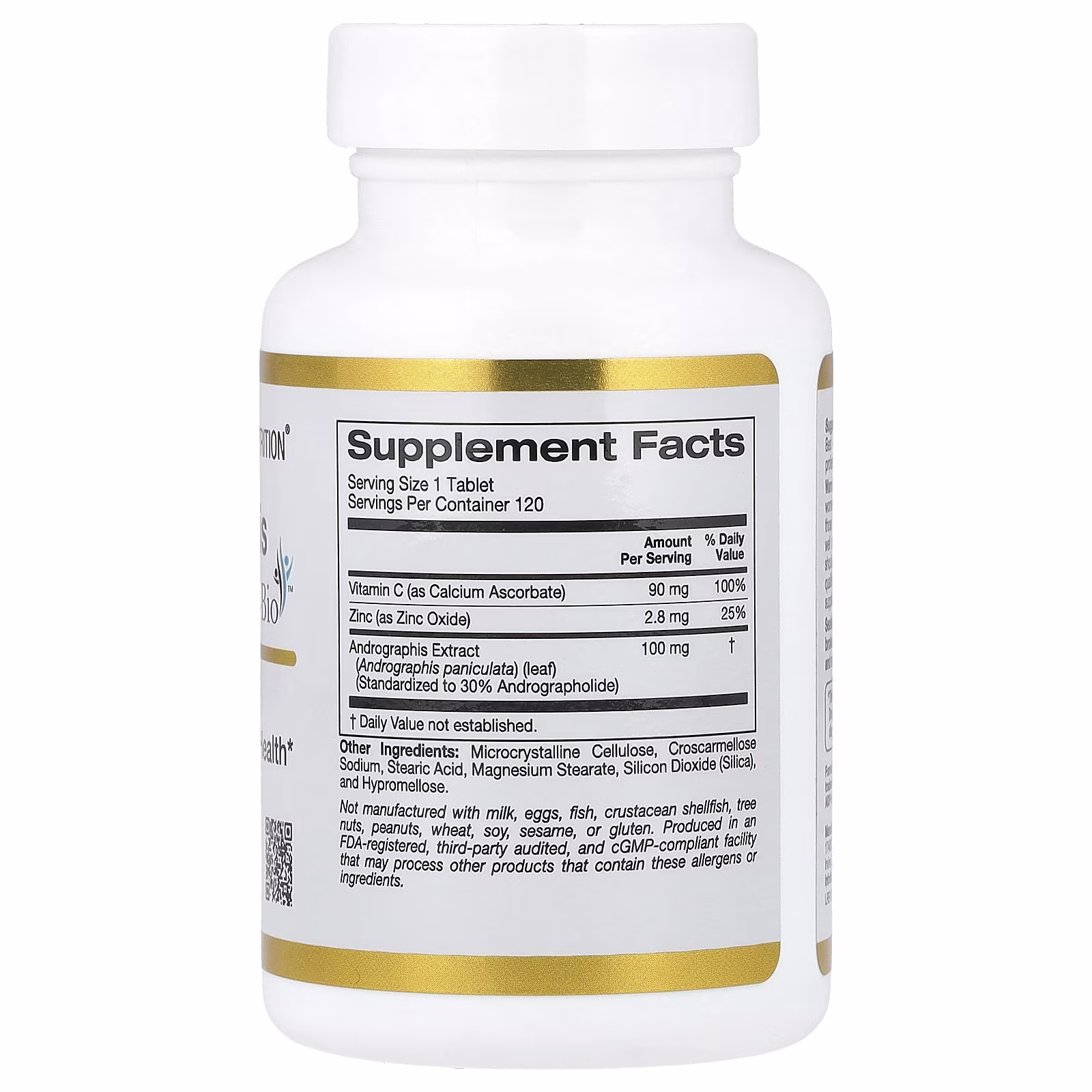 Andrographis con AP-Bio para la inmunidad, Extracto de Andrographis con vitamina C y zinc, 100 mg, 120 tabletas, California Gold Nutrition