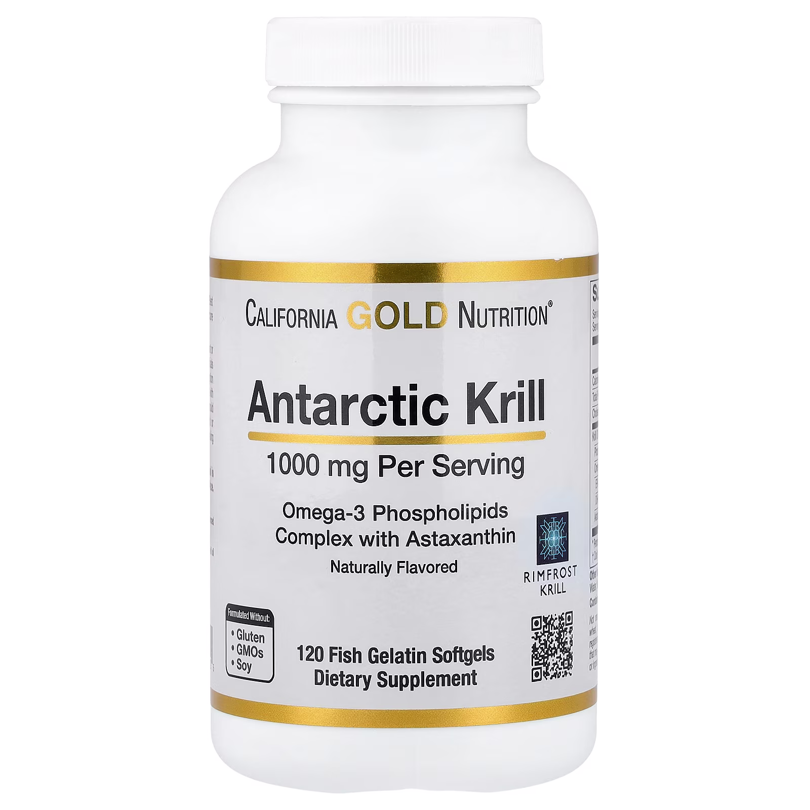 Antarctic Krill Oil, Complejo de fosfolípidos de omega-3 con astaxantina, Sabor natural a fresa y limón, 500 mg, 120 cápsulas blandas de gelatina de pescado, California Gold Nutrition
