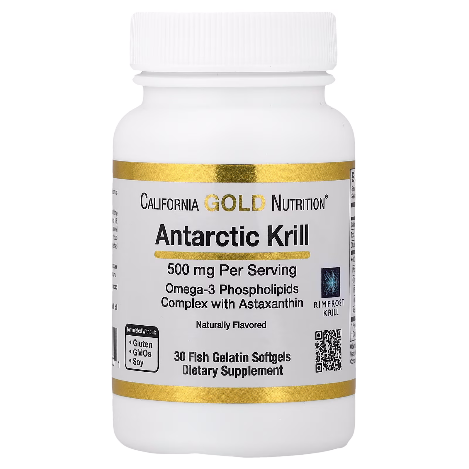 Antarctic Krill Oil, Complejo de fosfolípidos de omega-3 con EPA, DHA y astaxantina, Sabor natural a fresa y limón, 500 mg, 30 cápsulas blandas de gelatina de pescado, California Gold Nutrition
