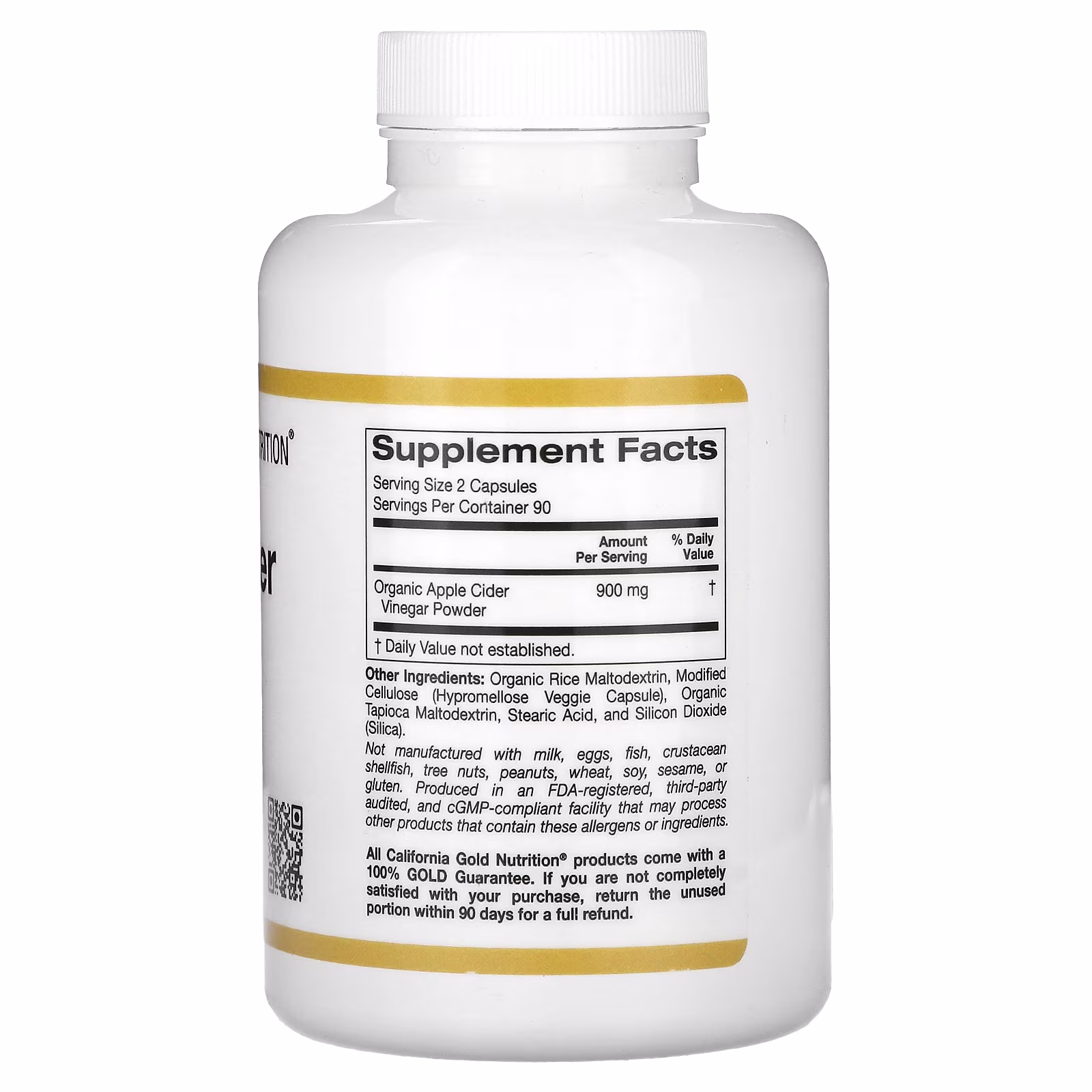 Vinagre de sidra de manzana, 180 cápsulas vegetales (450 mg por cápsula), California Gold Nutrition