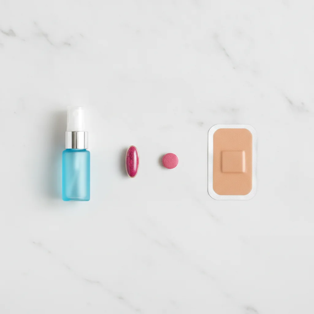 Distintas formas de vitamina B12: cápsula, sublingual, spray y parche