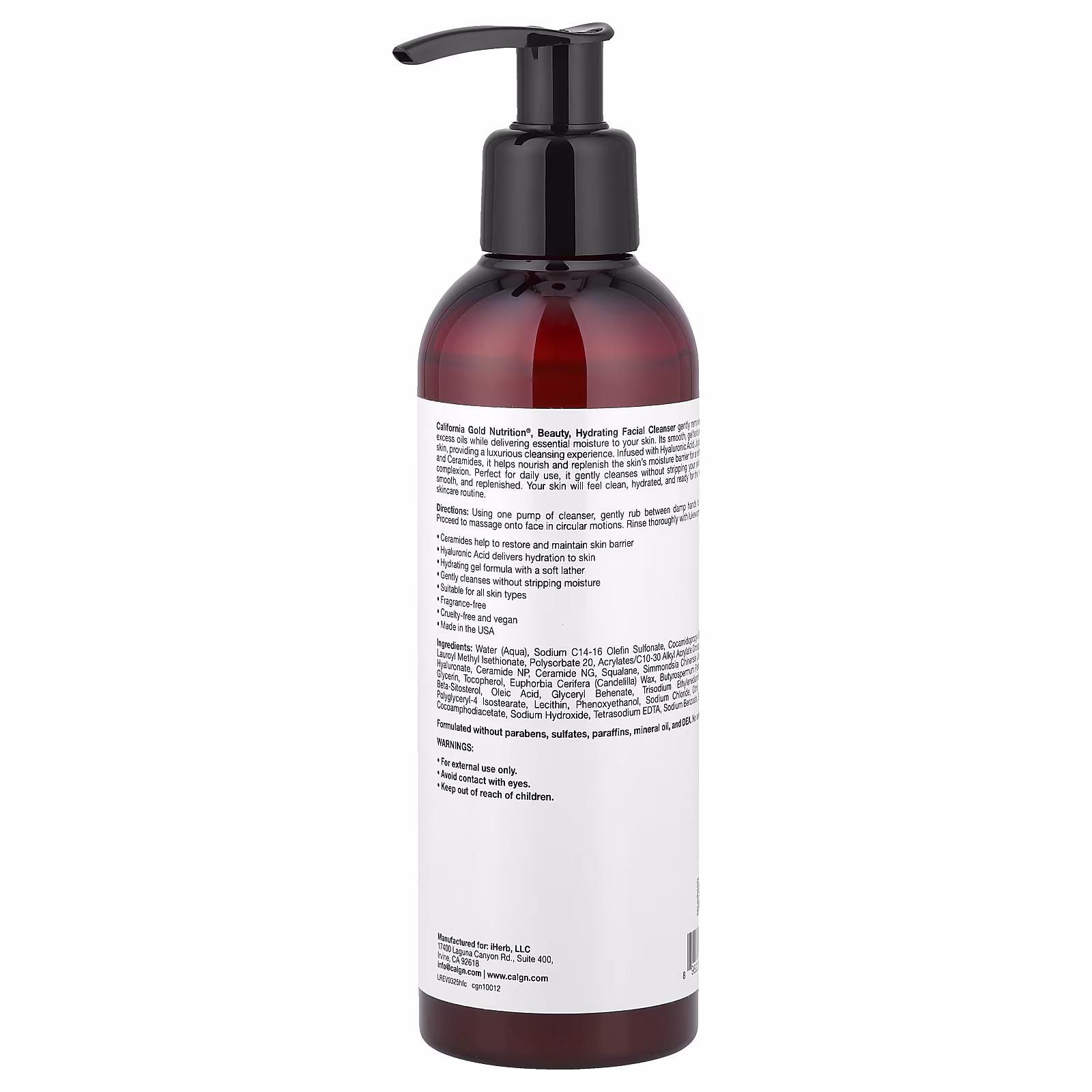 Belleza, Limpiador facial hidratante, 177 ml (6 oz. líq.), California Gold Nutrition