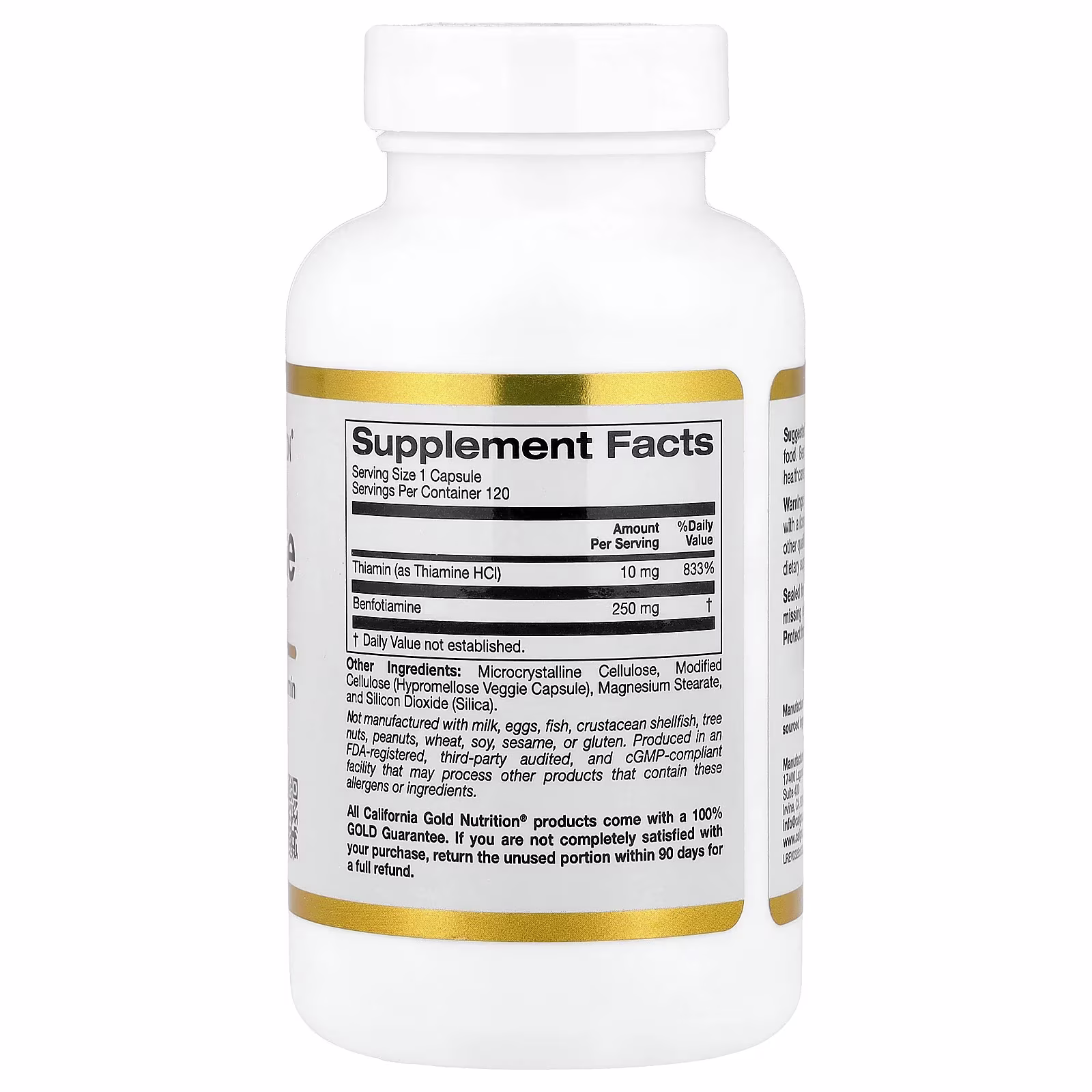 Benfotiamina con tiamina, 250 mg, 120 cápsulas vegetales, California Gold Nutrition