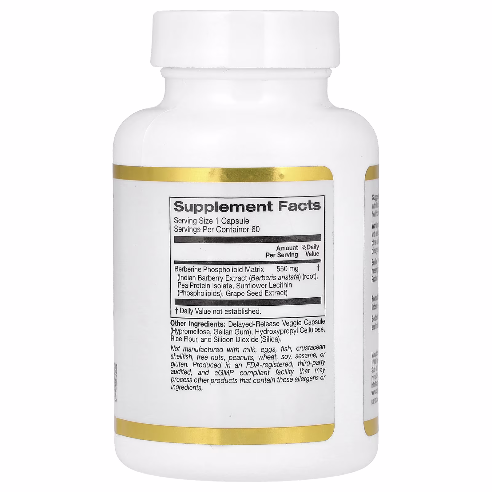 Berberina avanzada, Fitosoma de Berbevis con complejo de berberina y fosfolípidos con lecitina de girasol, 550 mg, 60 cápsulas vegetales, California Gold Nutrition