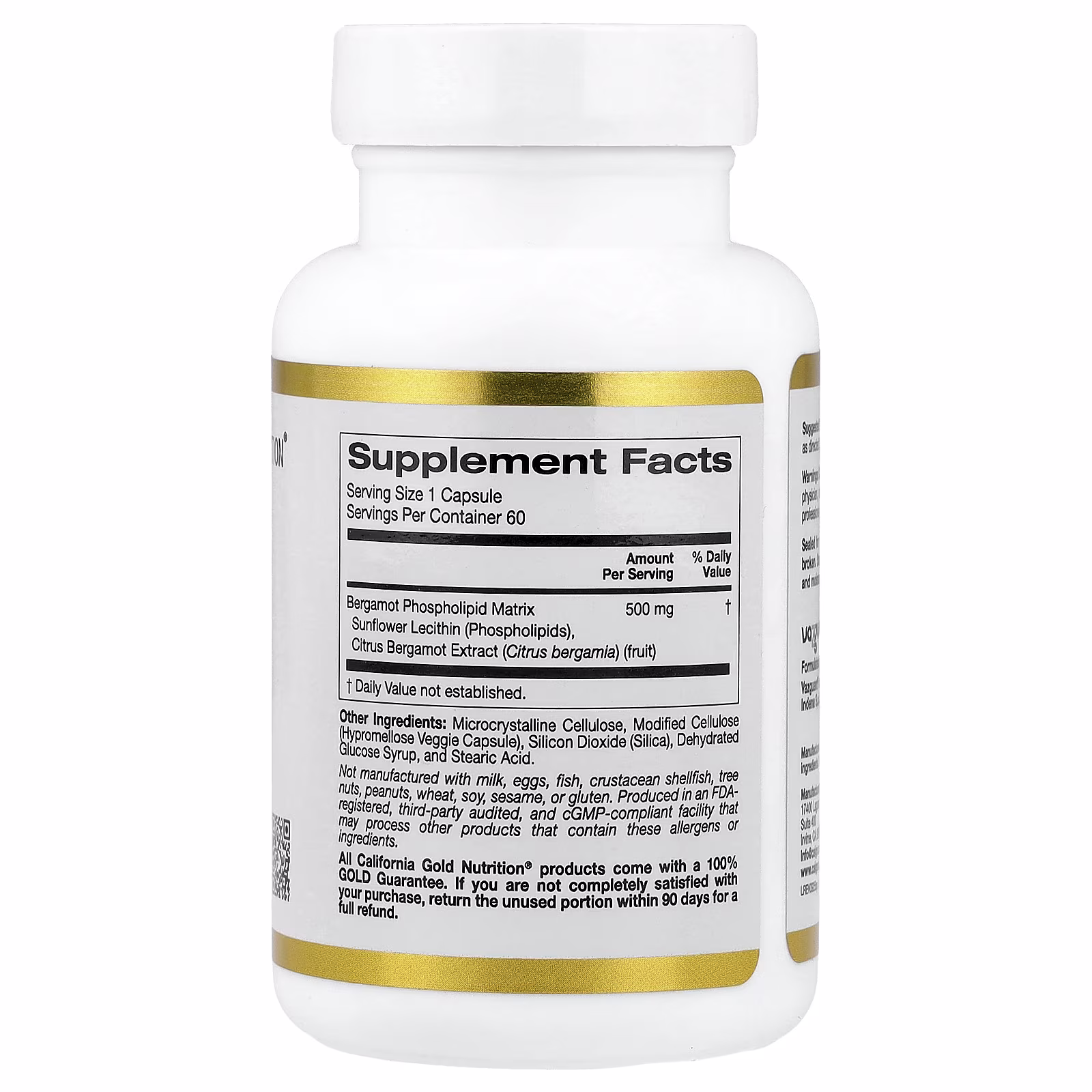 Bergamot Phytosome, Fitosoma de bergamota con extracto de la bergamota cítrica, 500 mg, 60 cápsulas vegetales, California Gold Nutrition