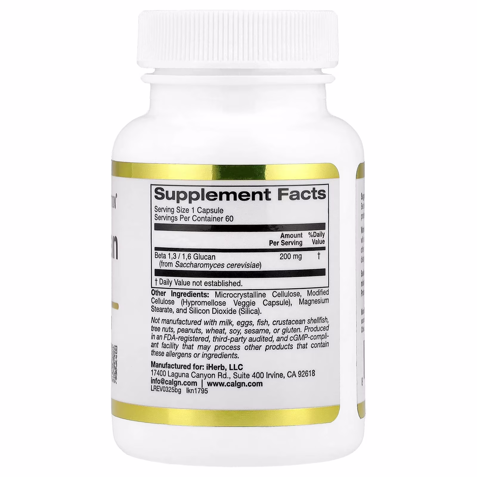 Beta-1,3/1,6-glucano, 200 mg, 60 cápsulas vegetales, California Gold Nutrition