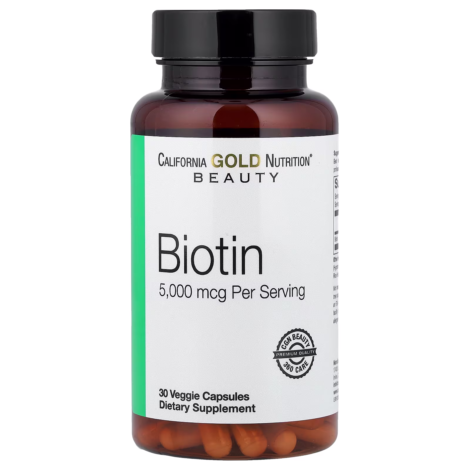 Biotina, 5000 mcg, 30 cápsulas vegetales, California Gold Nutrition