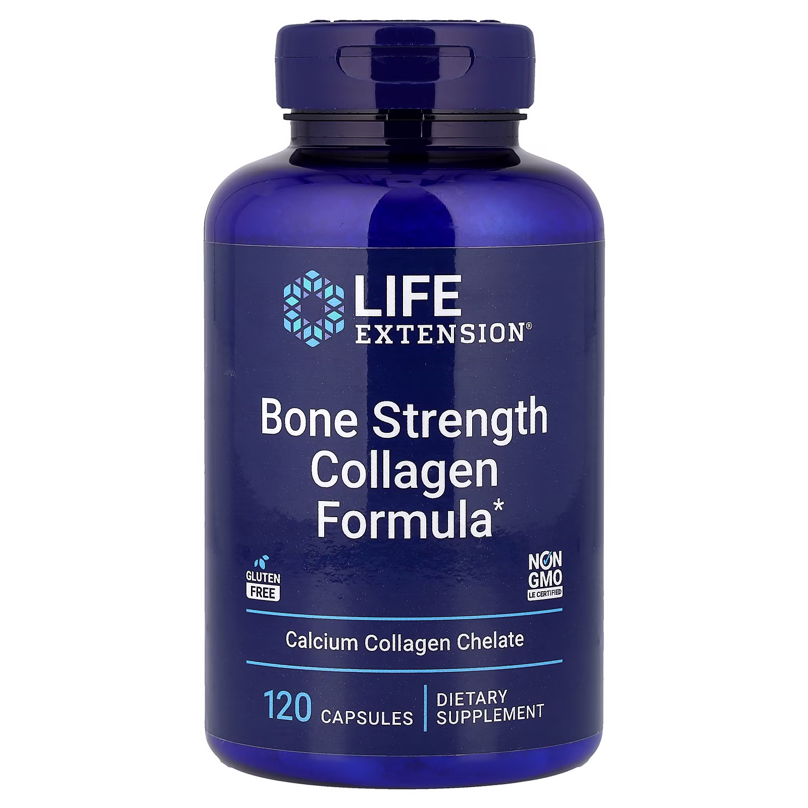 Bone Strength Collagen Formula KoAct + D3 + Mg — 120 cápsulas — Life Extension