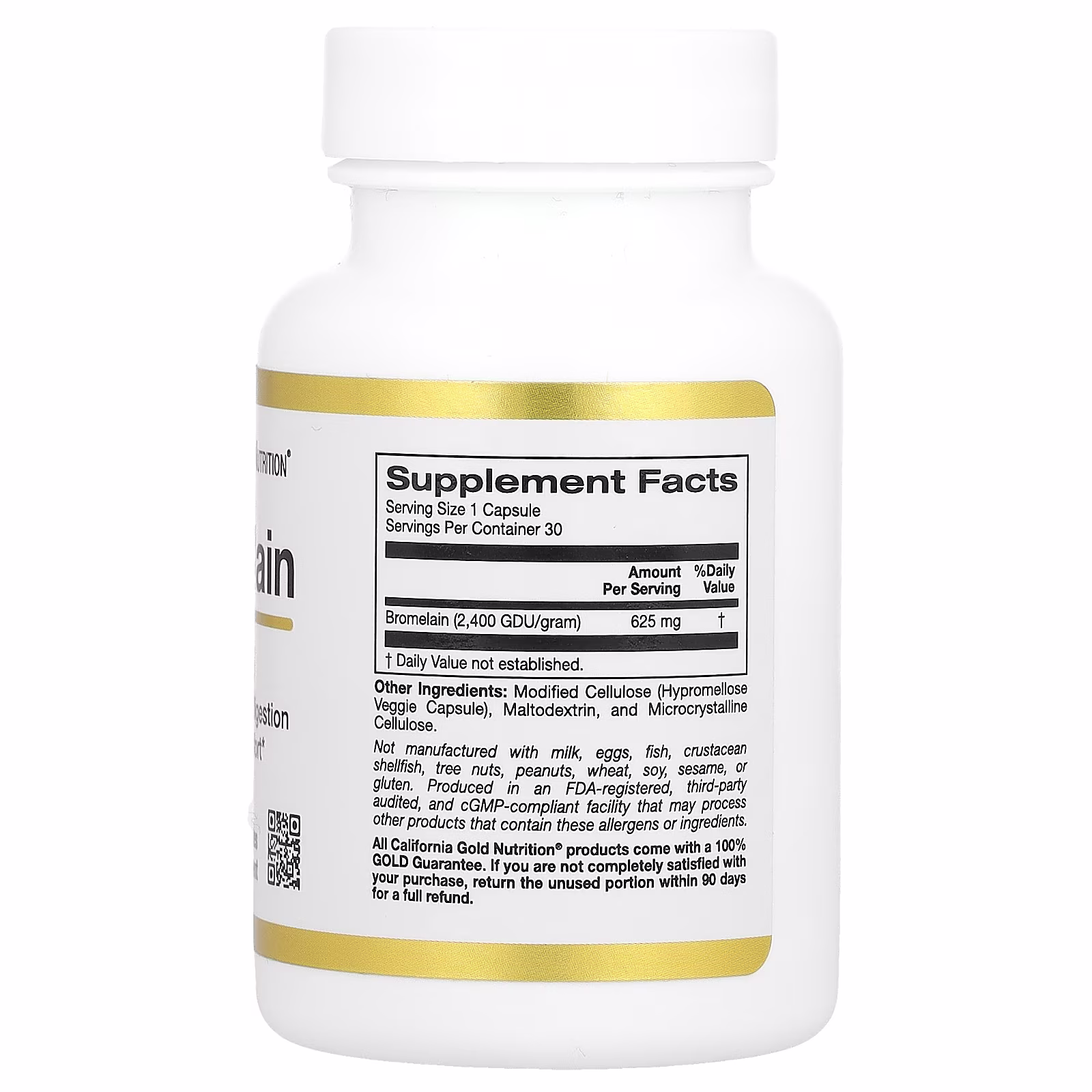 Bromelaína, 625 mg, 30 cápsulas vegetales, California Gold Nutrition