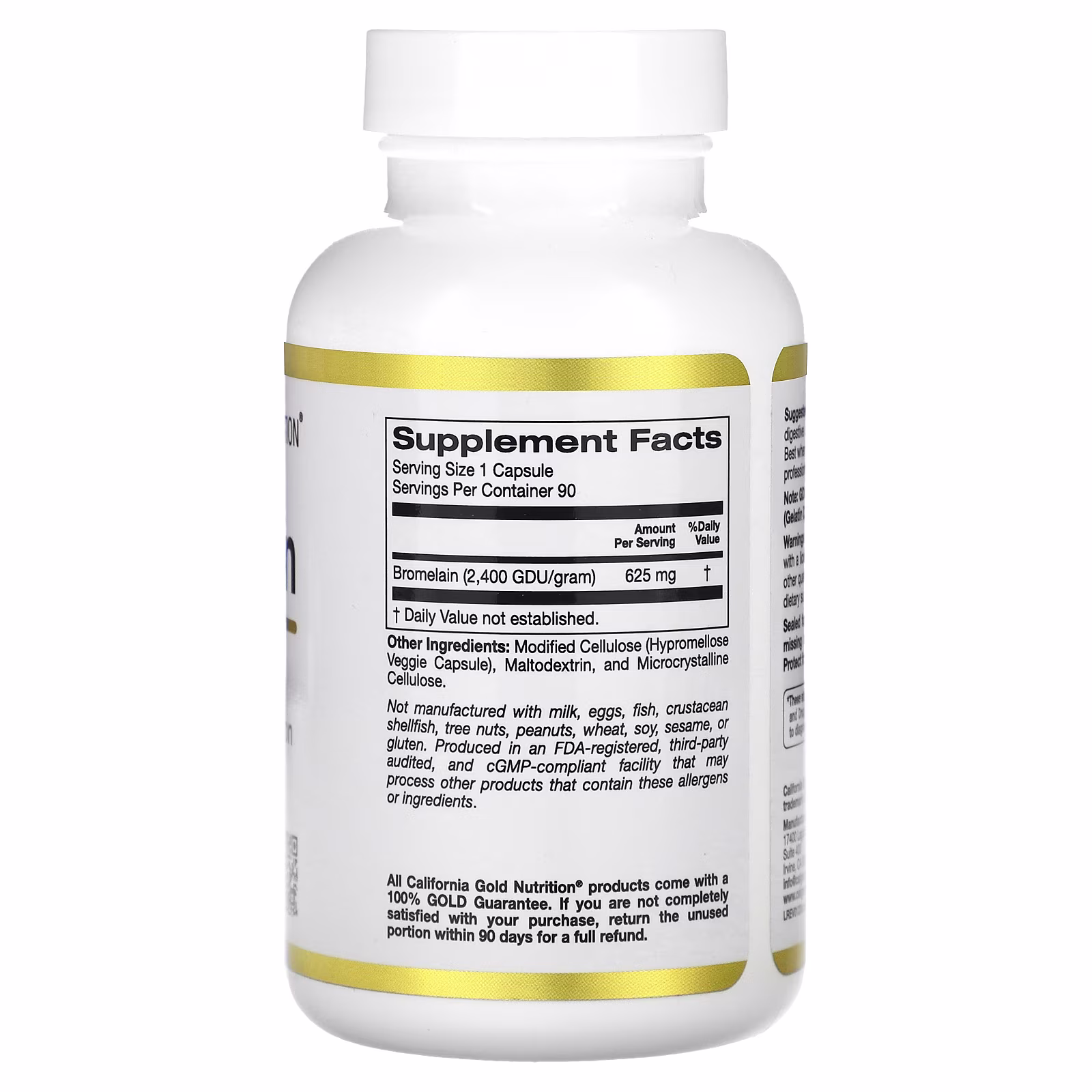 Bromelaína, 625 mg, 90 cápsulas vegetales, California Gold Nutrition