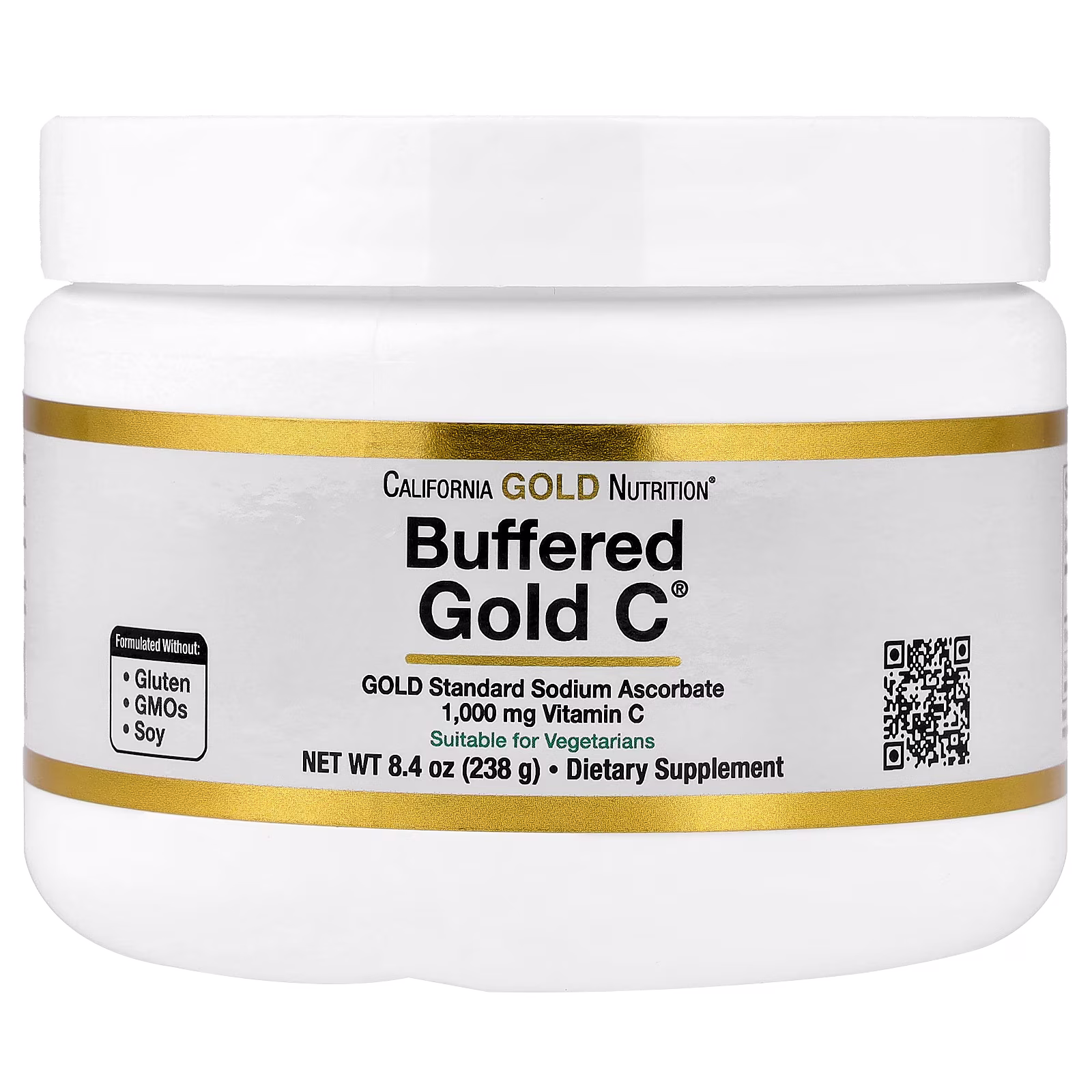 Buffered Gold C®, Vitamina C regulada y no ácida en polvo, Ascorbato de sodio, 238 g (8,4 oz), California Gold Nutrition