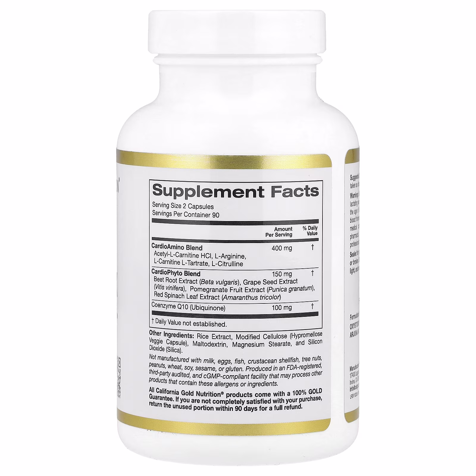 Complejo para la salud cardiovascular con la mezcla CardioAmino, la mezcla CardioPhyto y coenzima Q10, 180 cápsulas vegetales, California Gold Nutrition