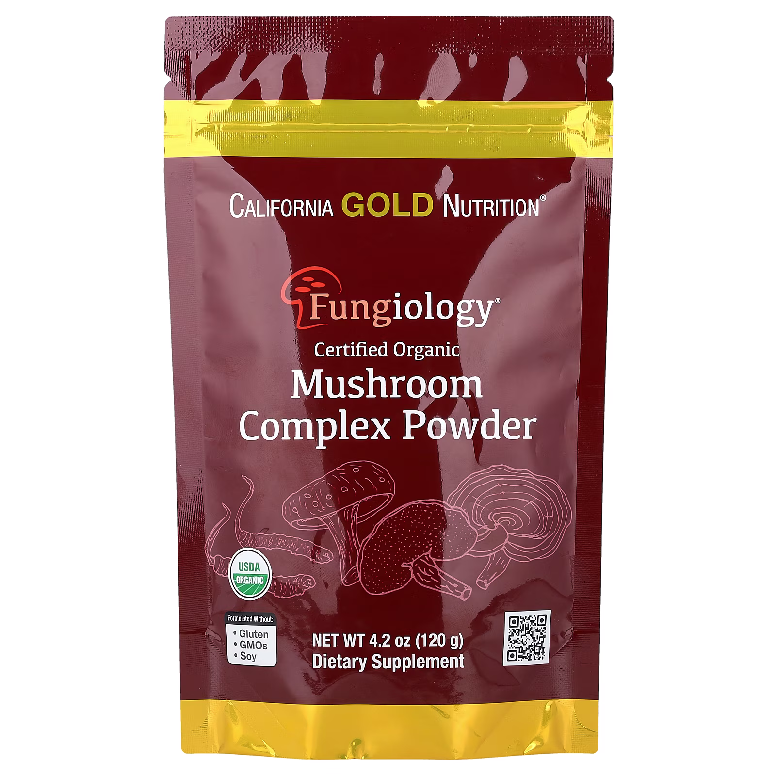Complejo de hongos orgánicos certificados en polvo, 120 g (4,2 oz), California Gold Nutrition
