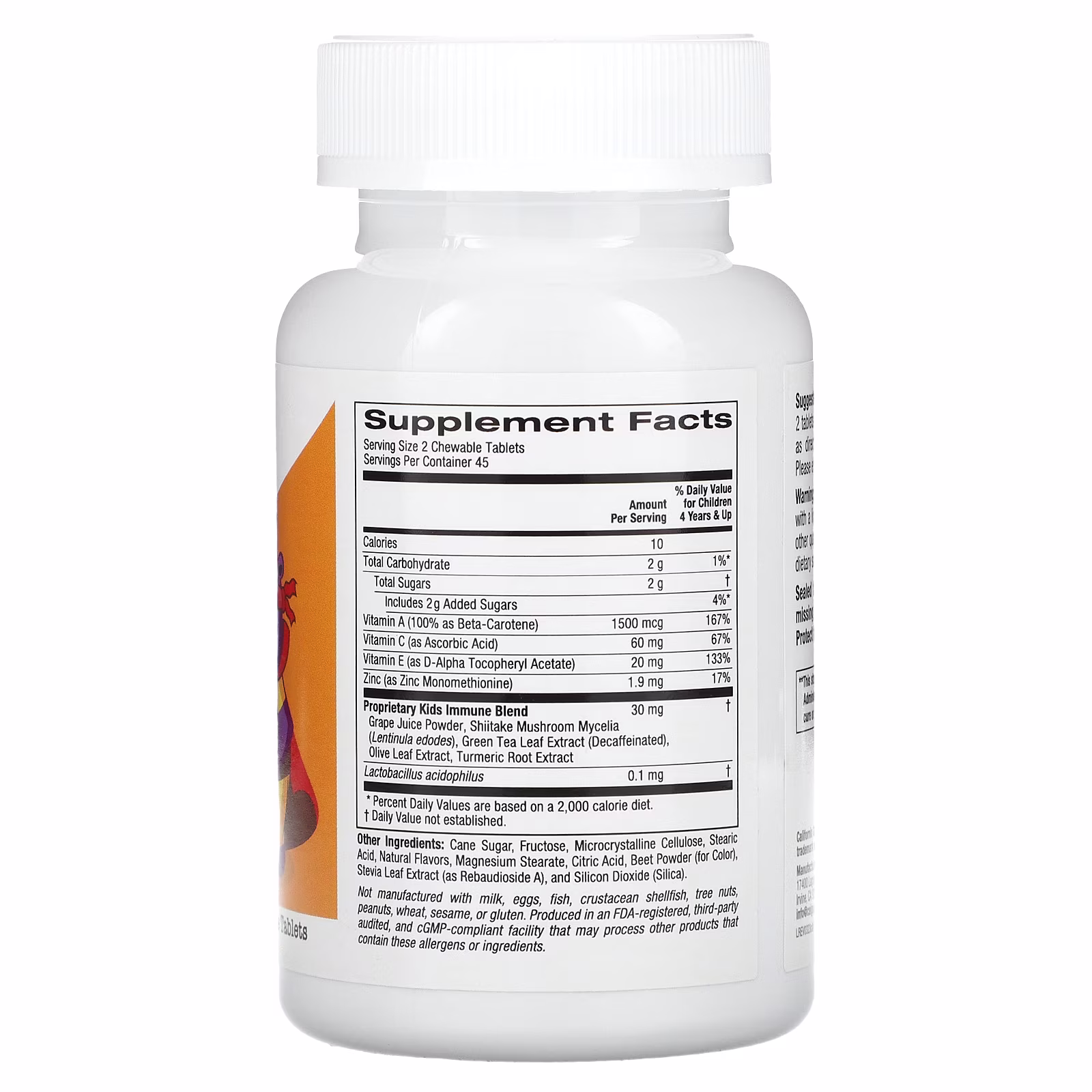 Mezcla para favorecer el sistema inmunitario con vitamina A, vitamina C, vitamina E y zinc en tabletas masticables para niños, Sabor natural a bayas tropicales, 90 tabletas vegetales, California Gold Nutrition