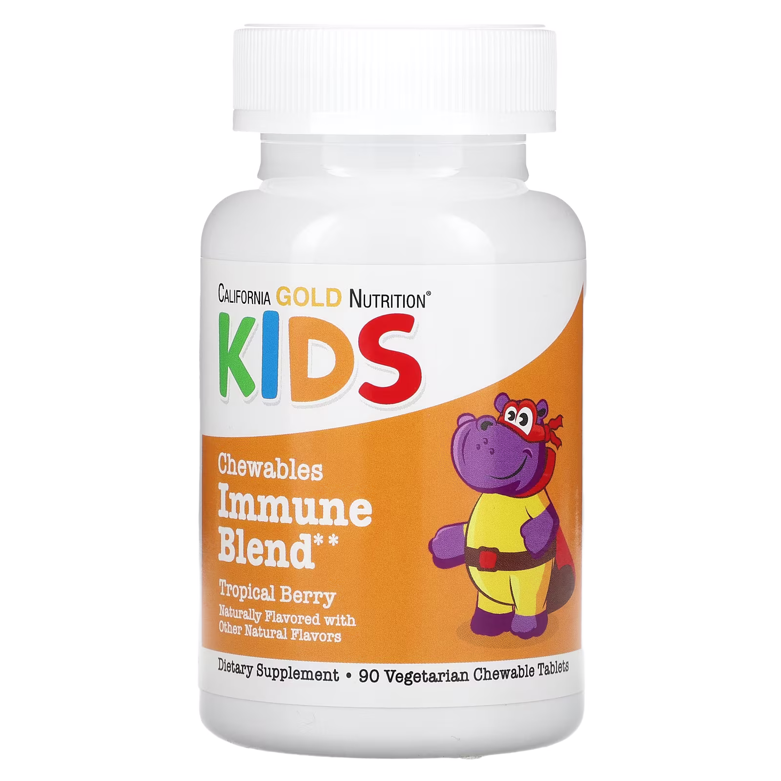 Mezcla para favorecer el sistema inmunitario con vitamina A, vitamina C, vitamina E y zinc en tabletas masticables para niños, Sabor natural a bayas tropicales, 90 tabletas vegetales, California Gold Nutrition