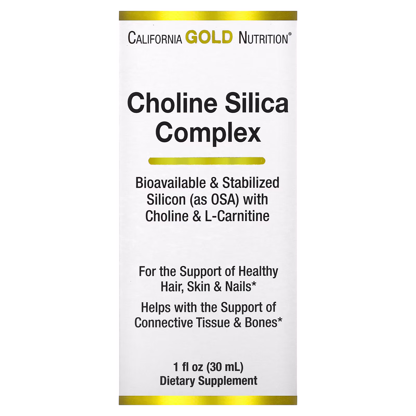 Choline Silica Complex, Suplemento con colágeno y silicio (en forma de OSA) estabilizado y biodisponible, 30 ml (1 oz. líq.), California Gold Nutrition