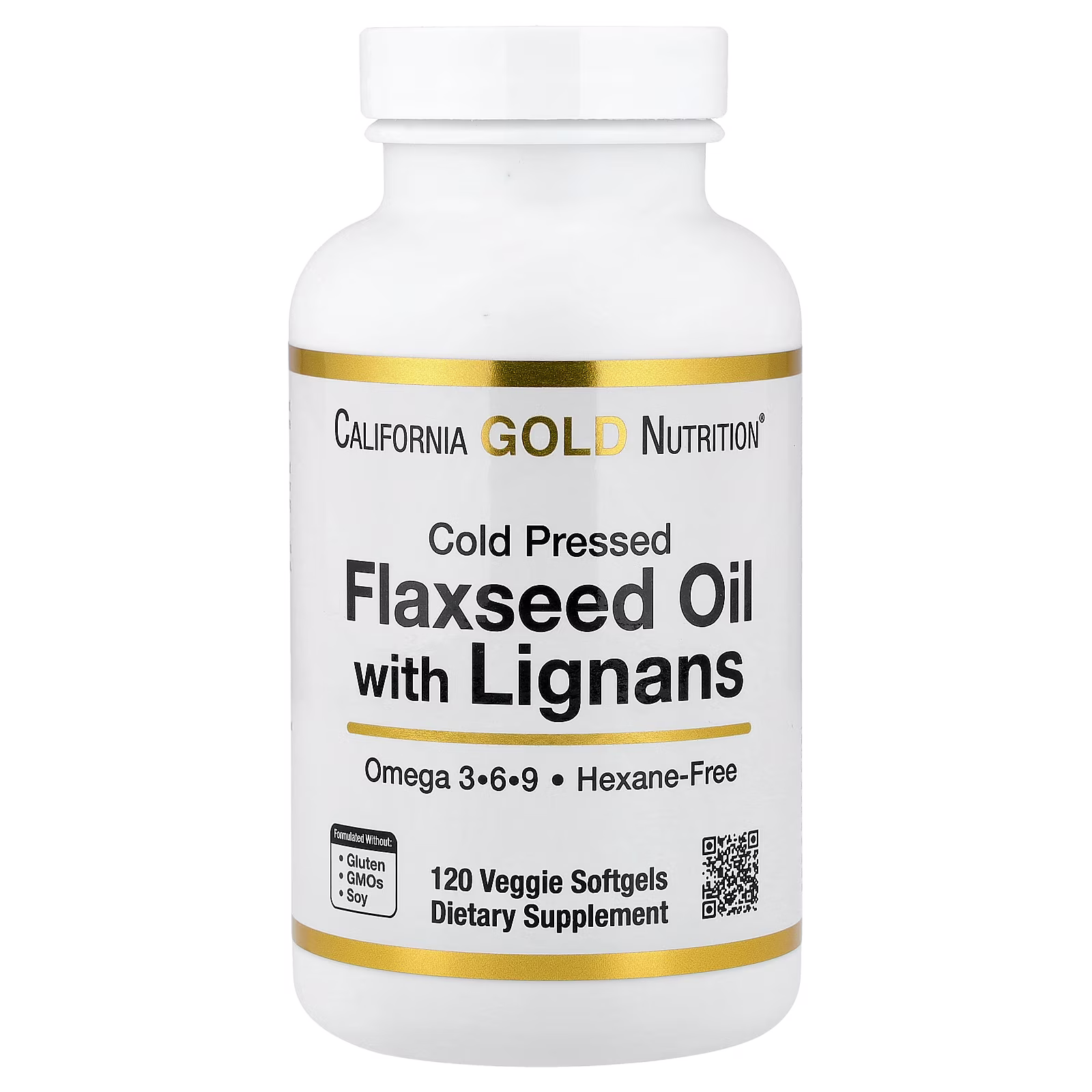 Aceite de linaza prensado en frío con lignanos, 120 cápsulas blandas vegetales (1 g por cápsula blanda), California Gold Nutrition