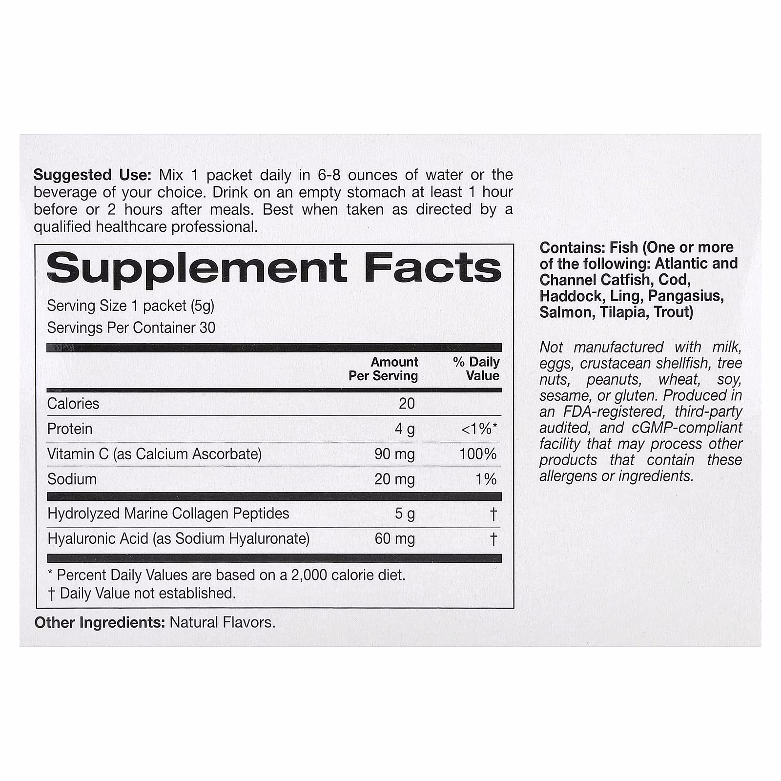 Péptidos de colágeno más vitamina C y ácido hialurónico, Granada, 30 sobres, 5,38 g (0,19 oz) cada uno, California Gold Nutrition