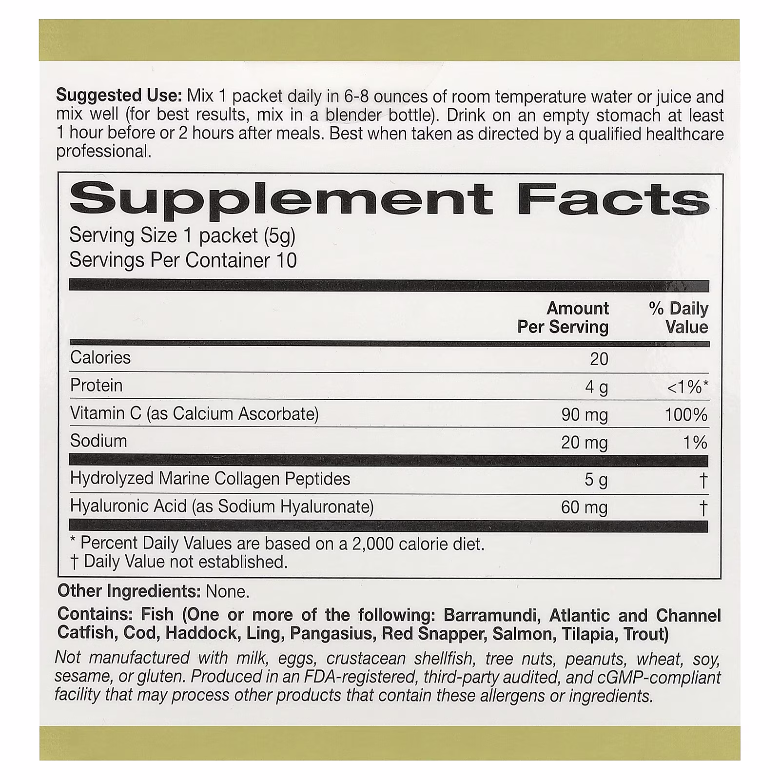 CollagenUP®, Péptidos de colágeno marino hidrolizado con ácido hialurónico y vitamina C, Sin sabor, 206 g (7,26 oz), California Gold Nutrition