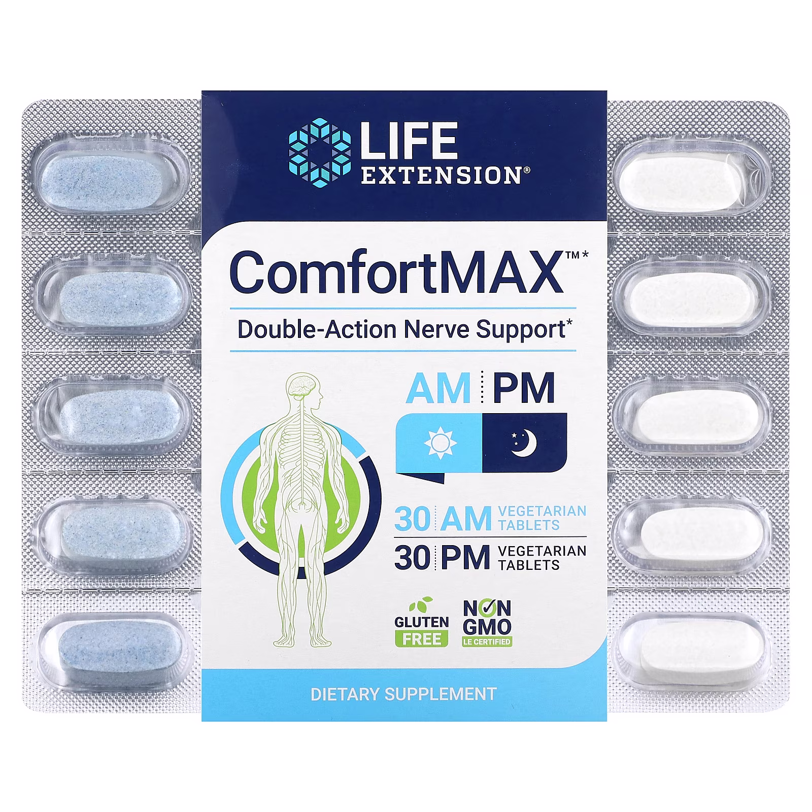 ComfortMAX Refuerzo Nervios PEA Día y Noche — 60 comprimidos — Life Extension