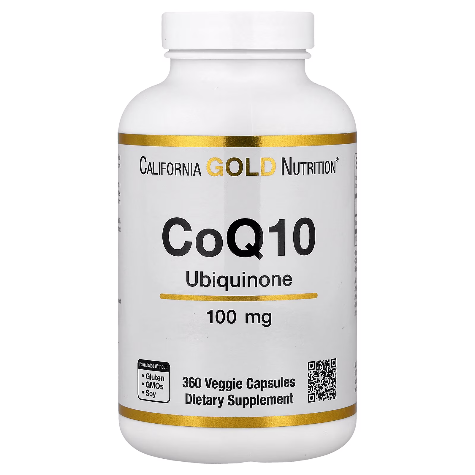 CoQ10, Ubiquinona verificada por la Farmacopea de EE. UU. (USP), 100 mg, 360 cápsulas vegetales, California Gold Nutrition